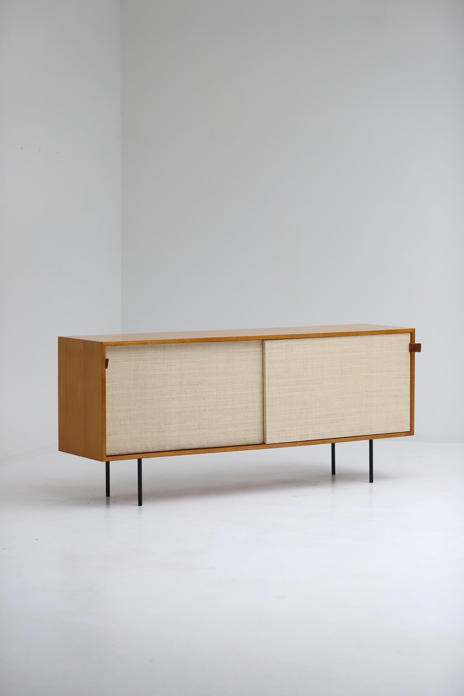 Model 116 Sideboard with Raffia Doors Designed by Florence Knoll in the 1950s For Sale 7