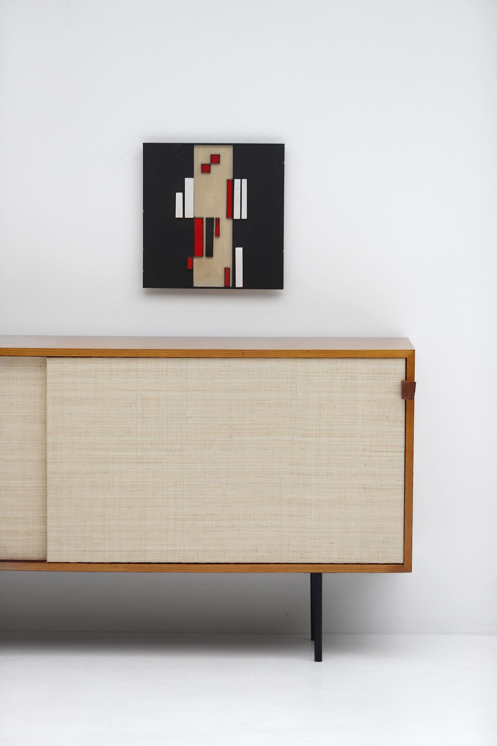 Mid-Century Modern Model 116 Sideboard with Raffia Doors Designed by Florence Knoll in the 1950s For Sale