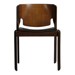 Model 122 Chair by Vico Magistretti for Cassina in Walnut and Leather, 1968