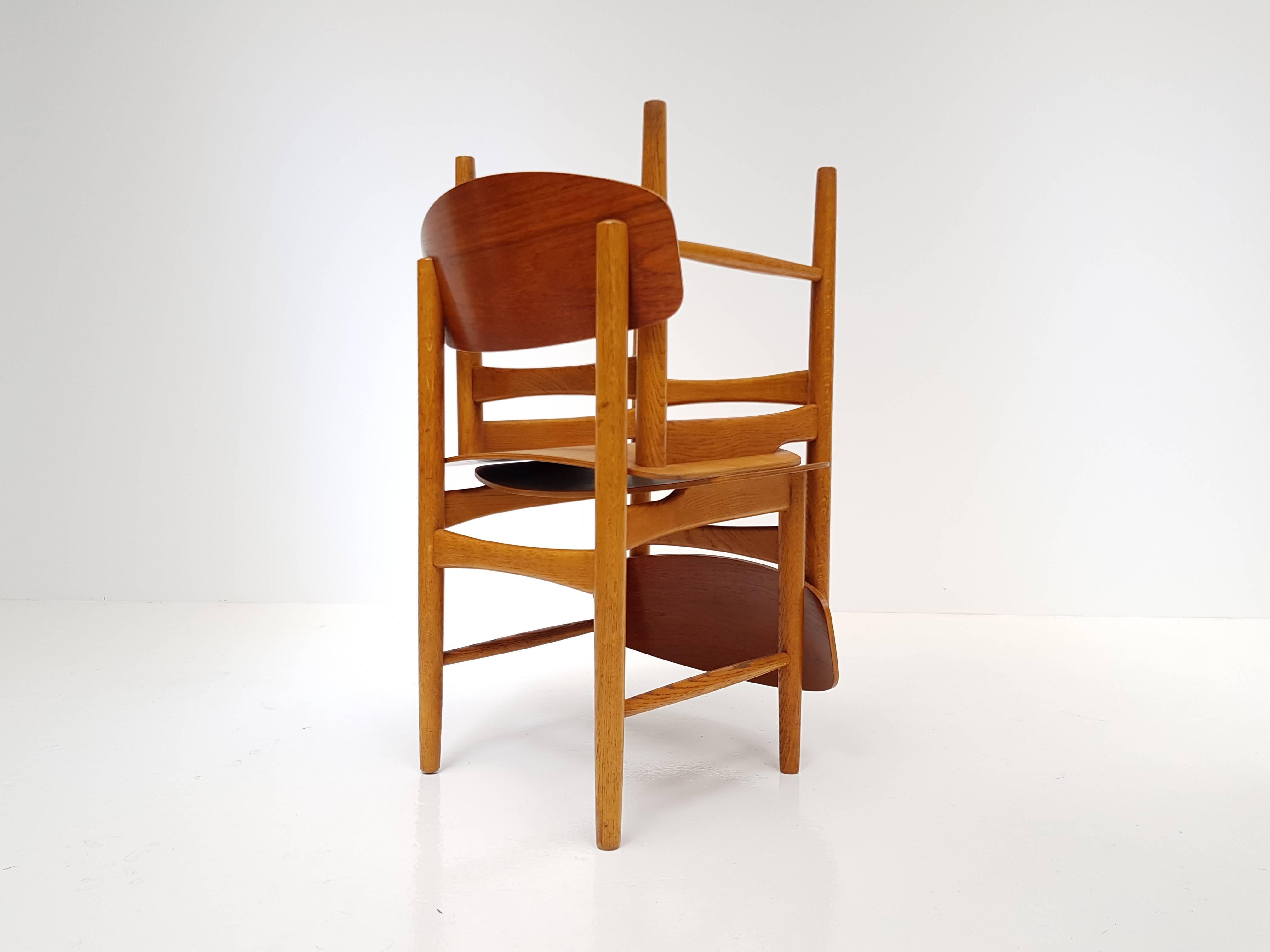 Mid-Century Modern Model 122 Teak and Oak Dining Chairs by Børge Mogensen for Søborg, 1960s