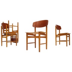 Model 122 Teak and Oak Dining Chairs by Børge Mogensen for Søborg, 1960s