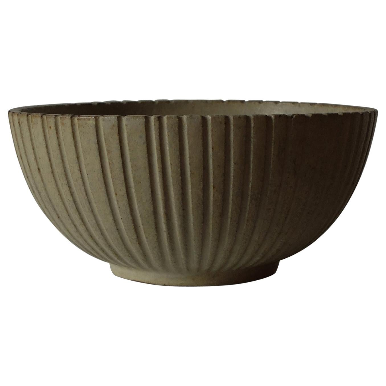 "Model 123" Ribbed Bowl by Arne Bang with Signature, 1950s