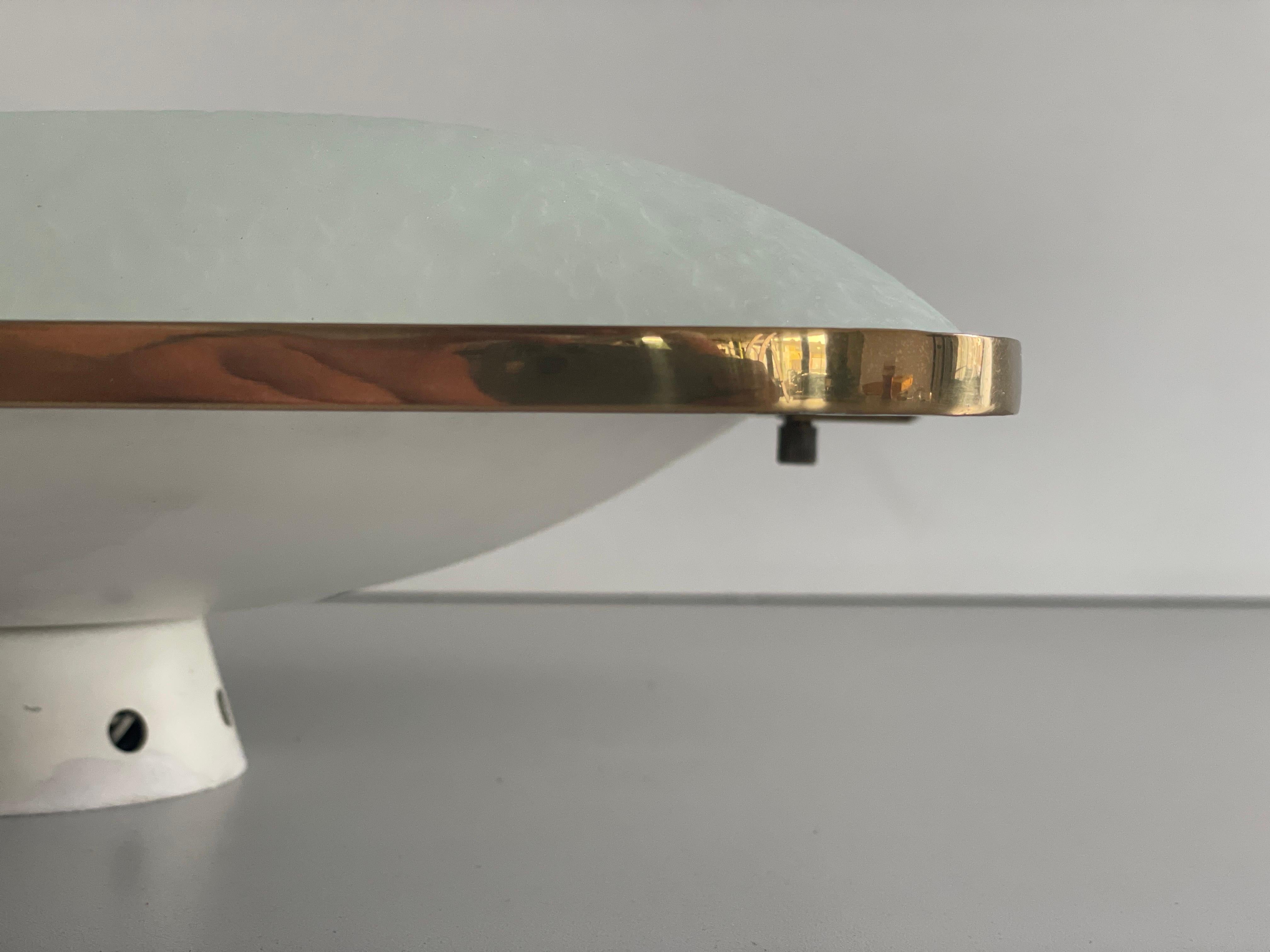 Model 1485/1 Lampada da incasso in vetro testurizzato e metallo di Fontana Arte, anni '50, Italia in vendita 4