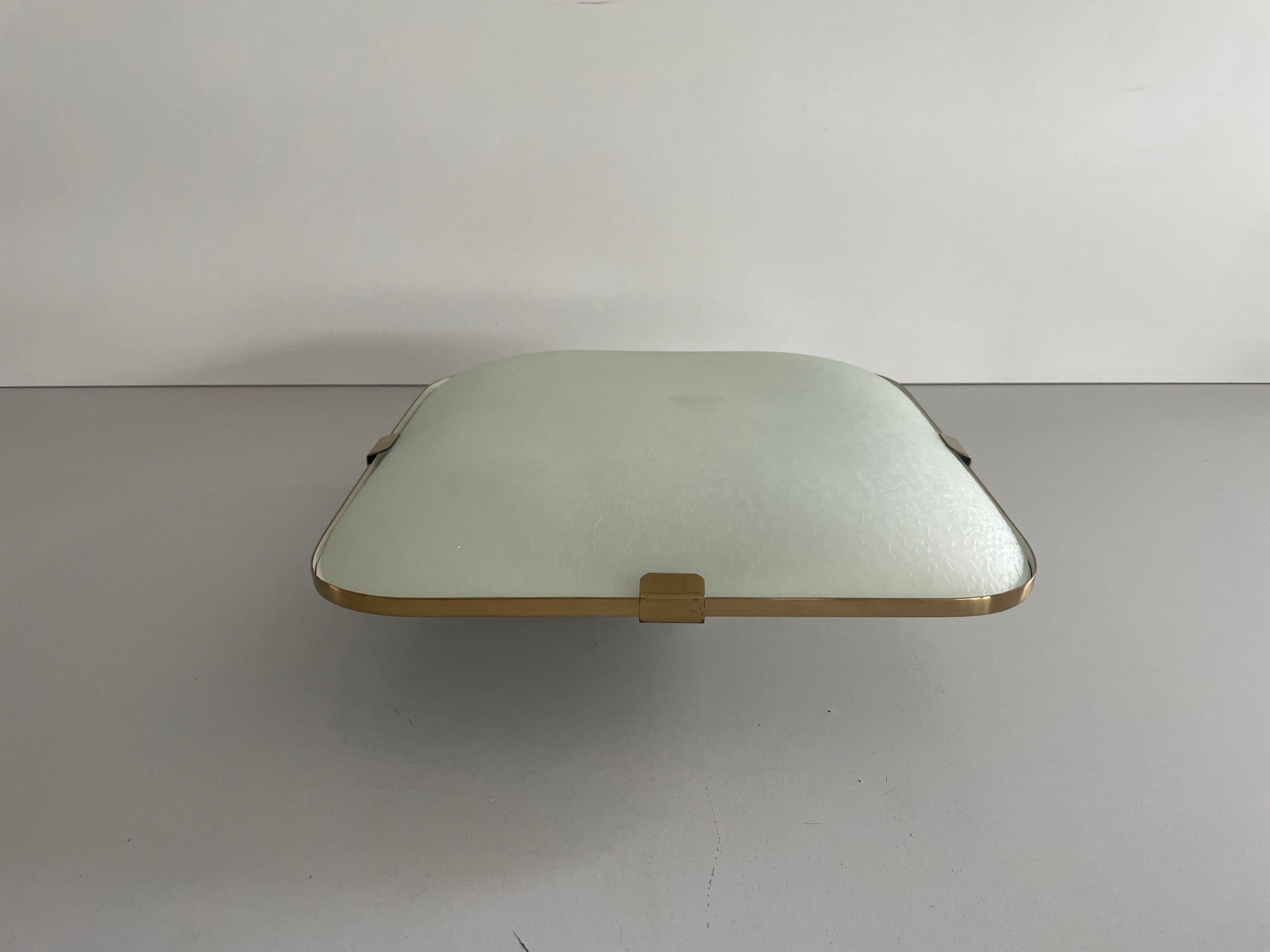 Italiano Model 1485/1 Lampada da incasso in vetro testurizzato e metallo di Fontana Arte, anni '50, Italia in vendita