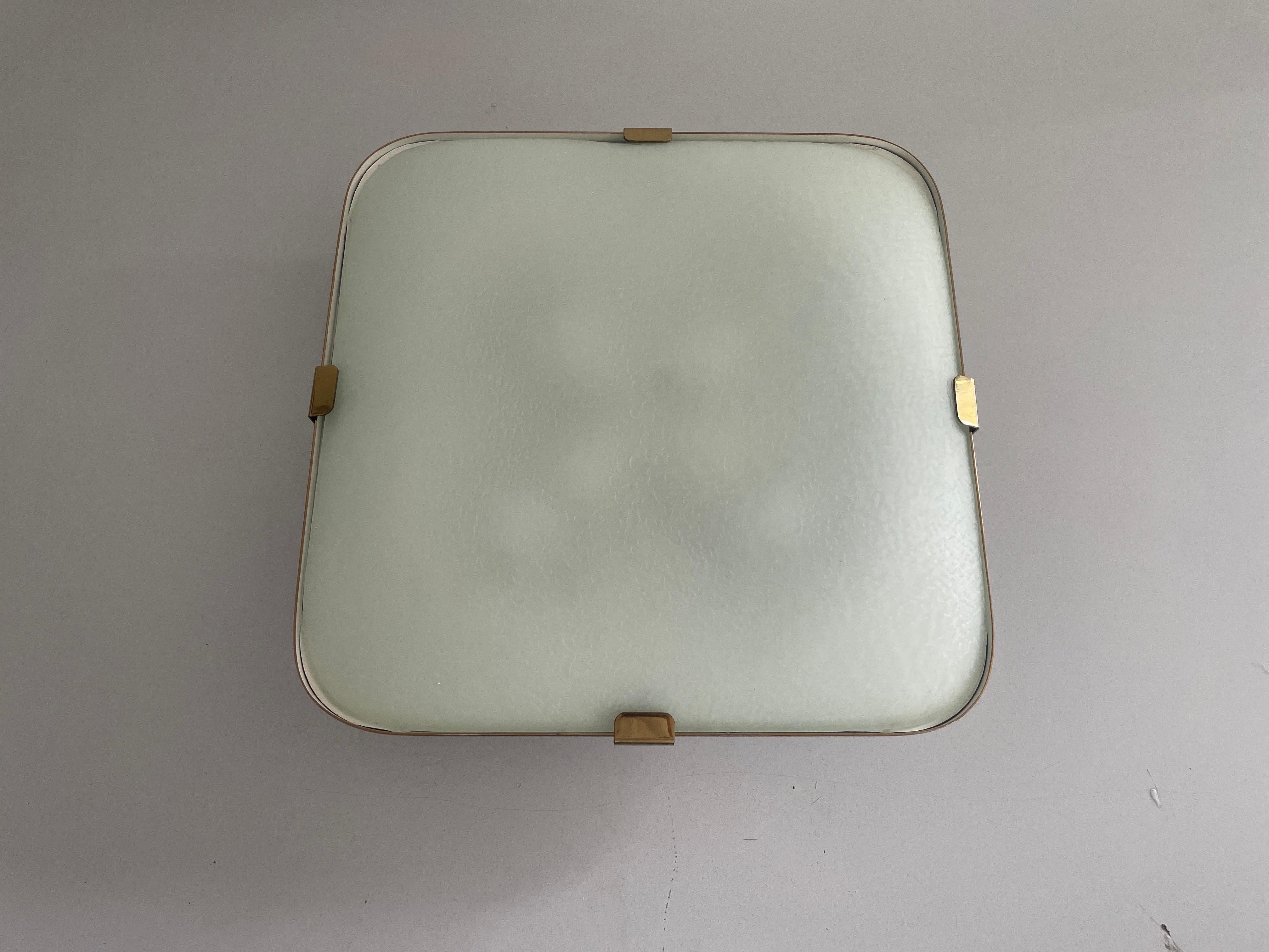 Metà XX secolo Model 1485/1 Lampada da incasso in vetro testurizzato e metallo di Fontana Arte, anni '50, Italia in vendita