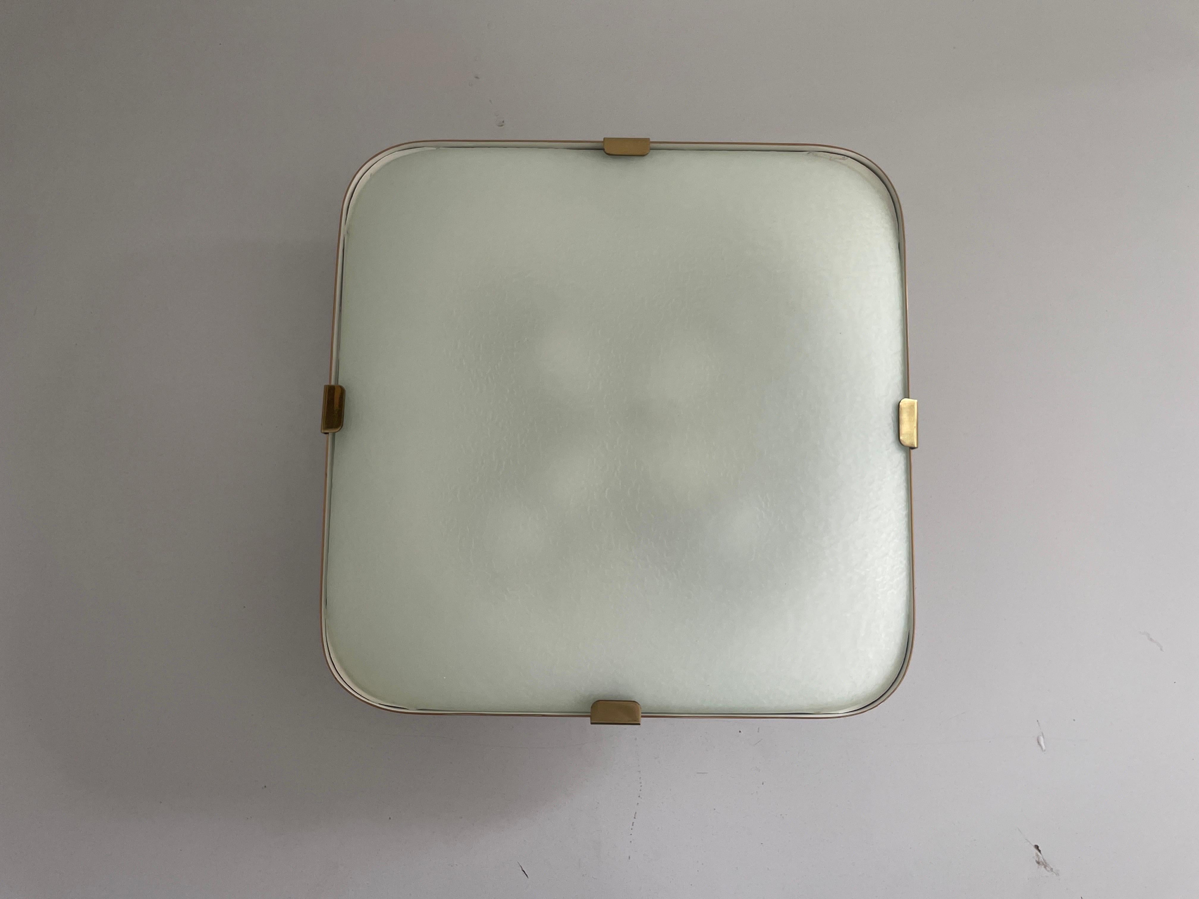 Ottone Model 1485/1 Lampada da incasso in vetro testurizzato e metallo di Fontana Arte, anni '50, Italia in vendita