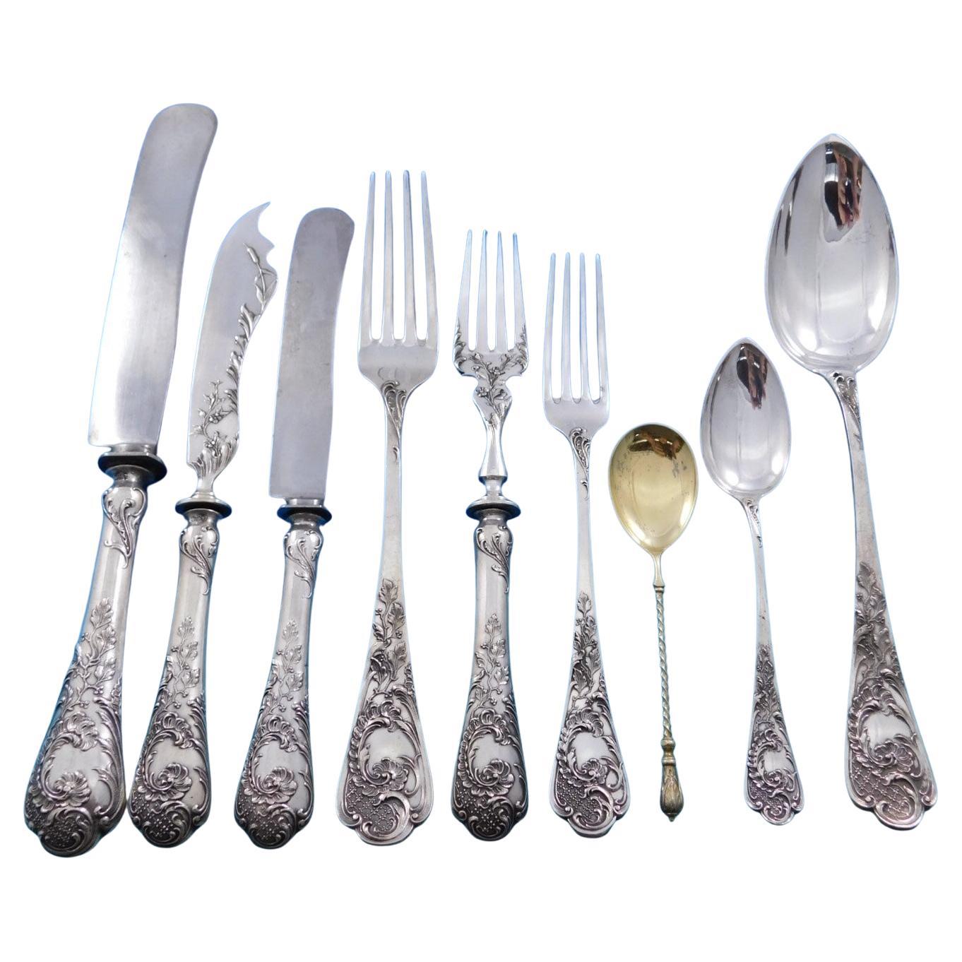 Model #150 by Bruckmann Sohn 800 Silver Flatware Set Service 175 pcs in Orig box For Sale