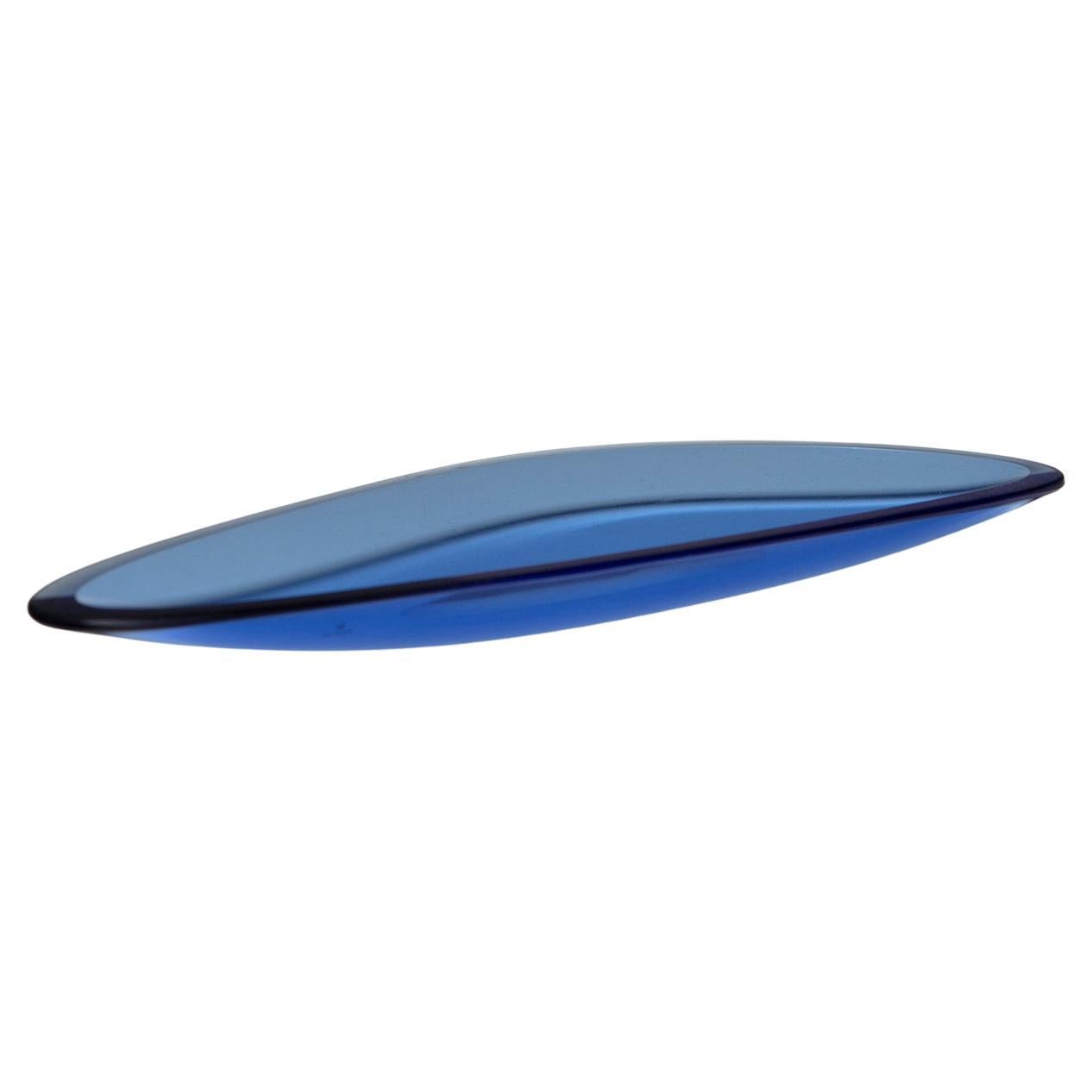 Model 1528 Fontana Arte Vassoio in cristallo blu, Italia, anni '50