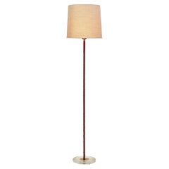 Model "15704" Brass and Leather Floor Lamp for Böhlmarks, Sweden 1940s