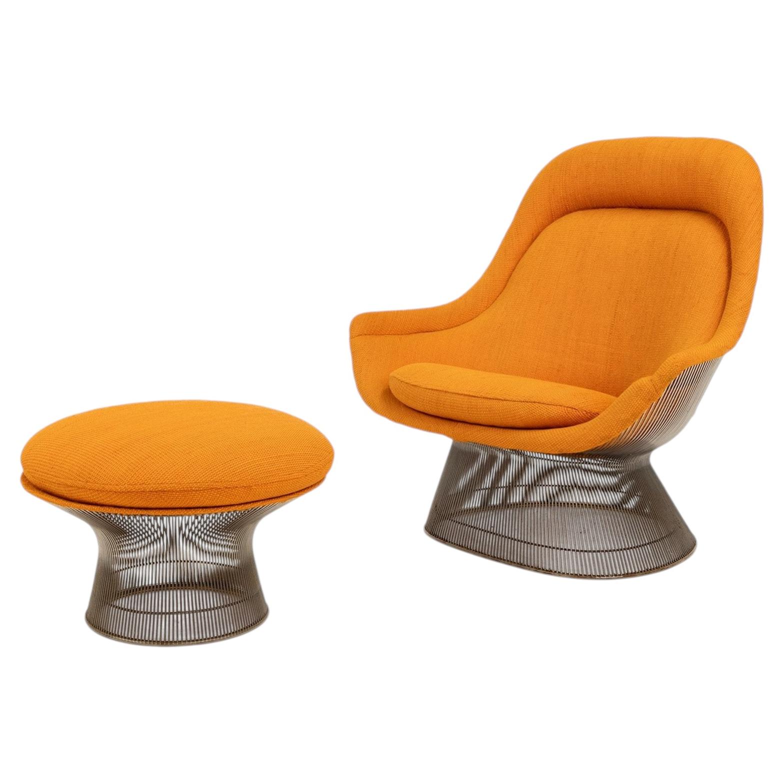 Poltrona e pouf Model 1705 di Warren Platner per Knoll, USA 1960 in vendita