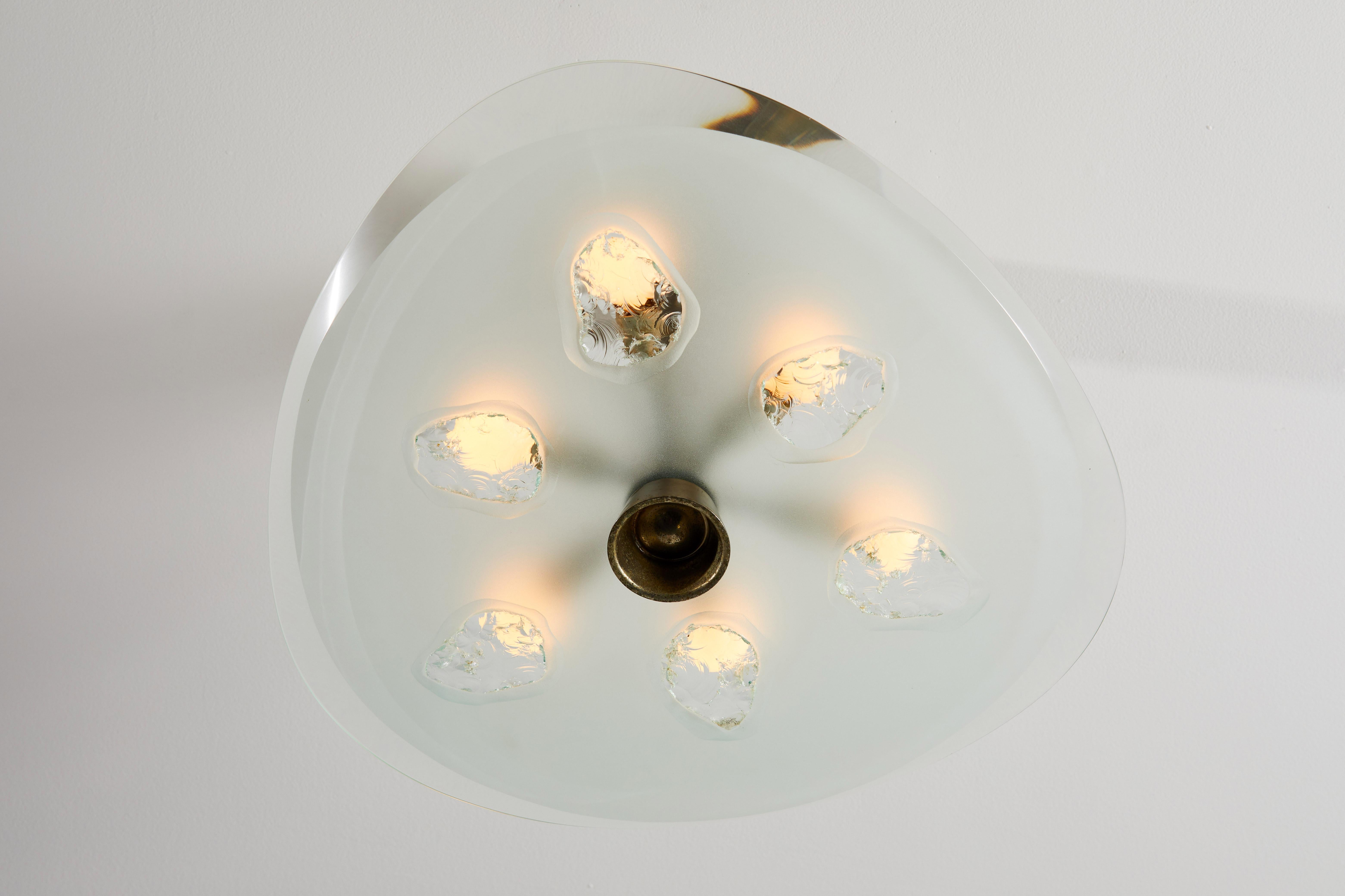 Model 1748 Flush Mount Ceiling Light by Max Ingrand for Fontana Arte In Good Condition In Los Angeles, CA