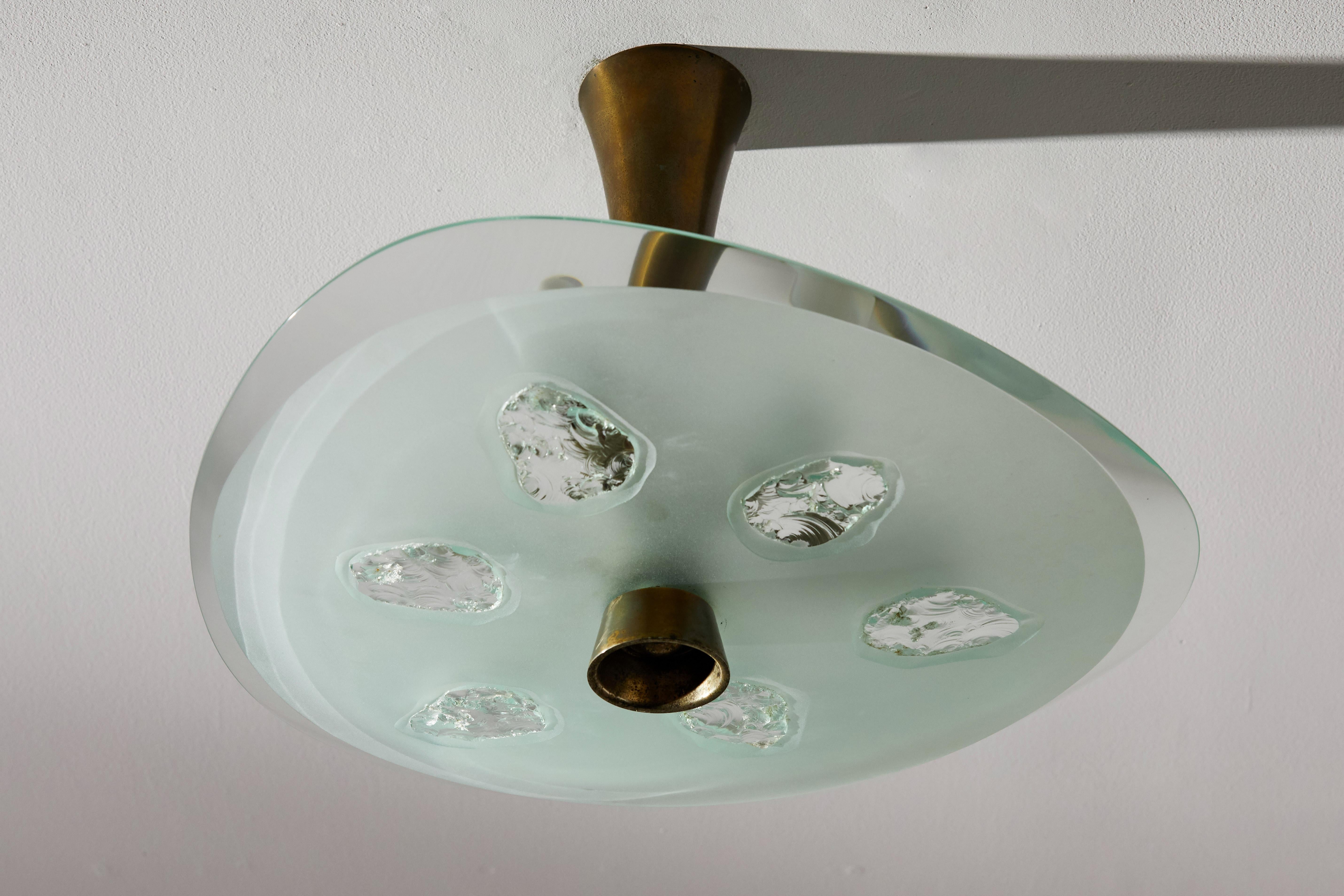 Brass Model 1748 Flush Mount Ceiling Light by Max Ingrand for Fontana Arte