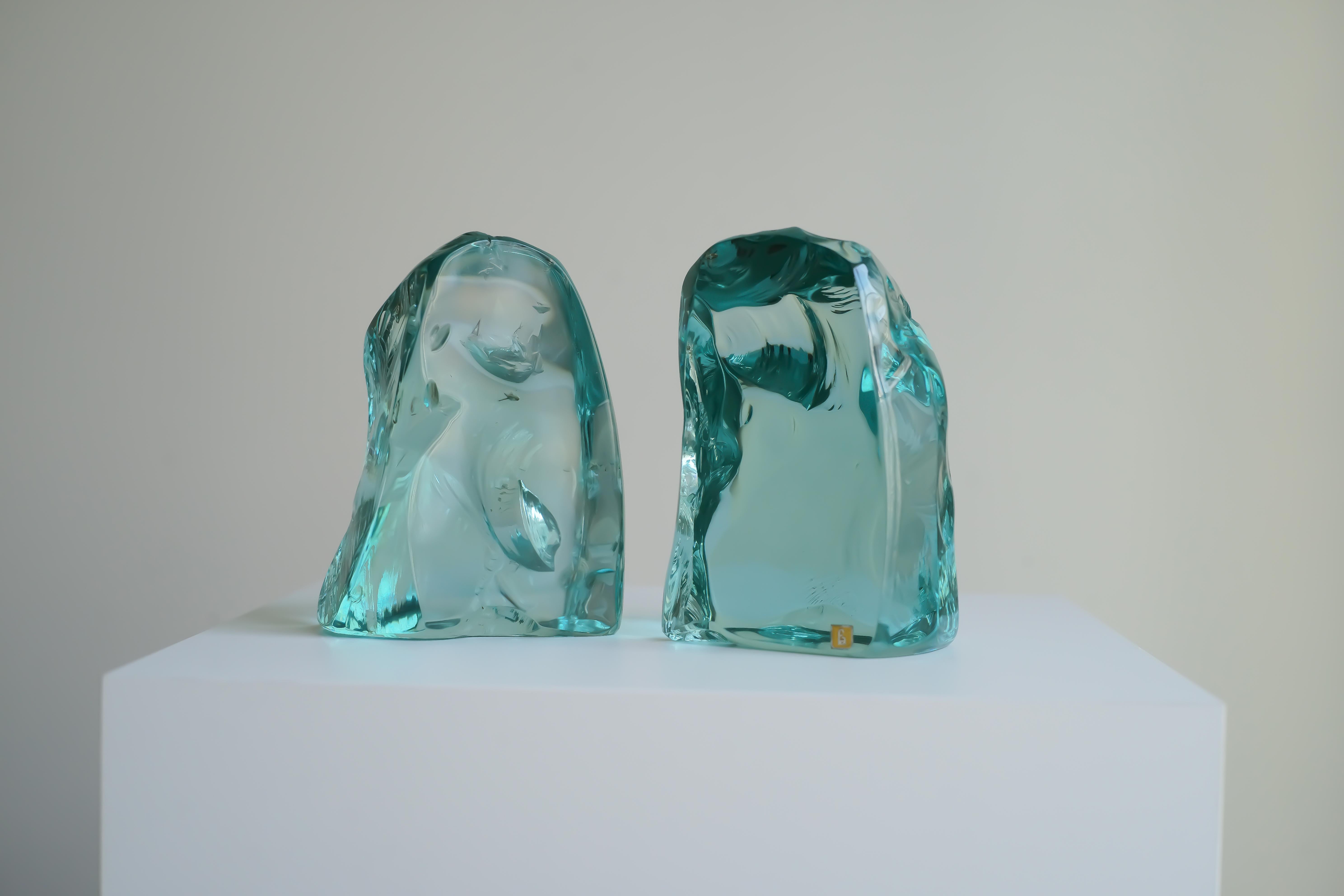 Mid-Century Modern Model 1977 Crystal Bookends by Max Ingrand for Fontana Arte For Sale