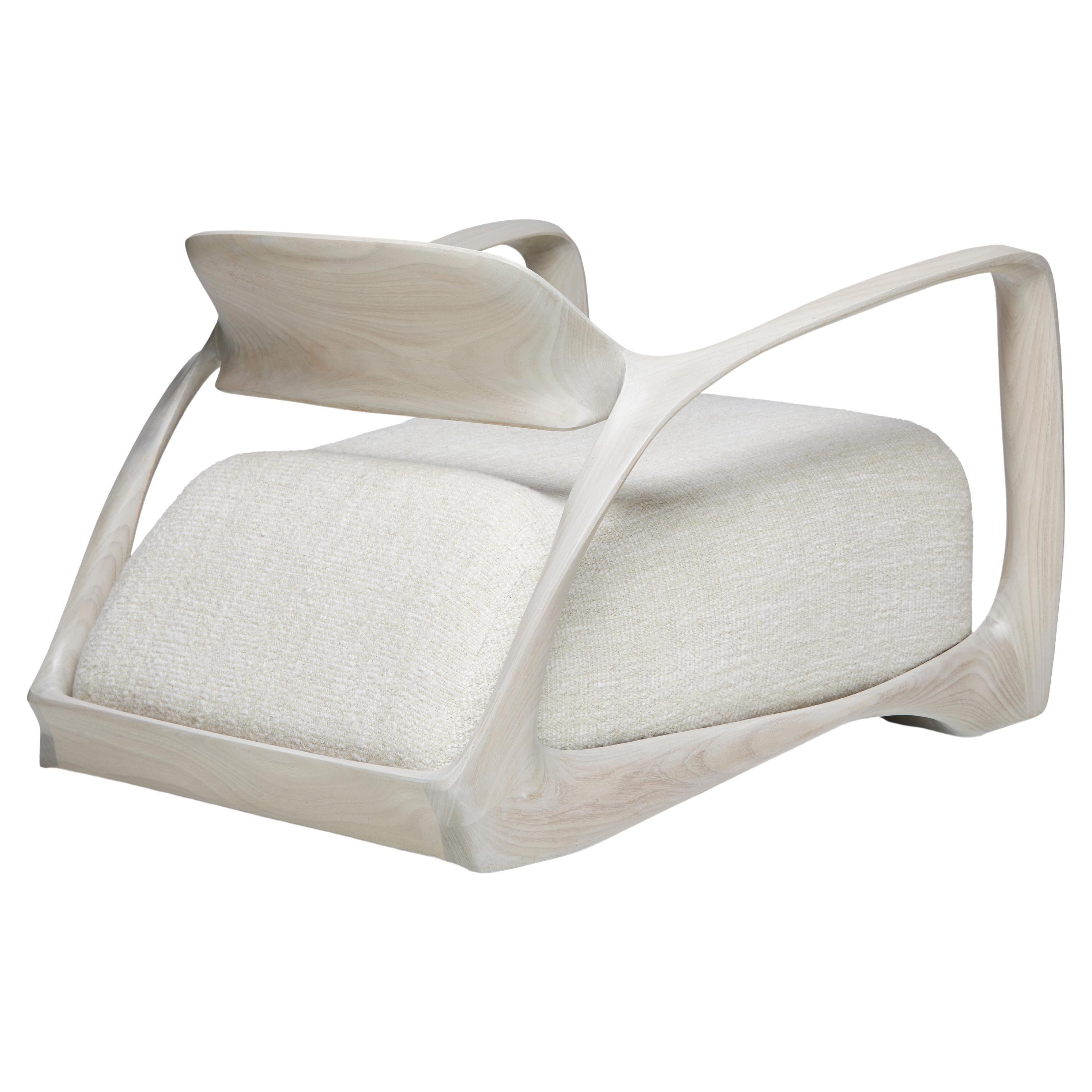 "Model 2" - Contemporary Sculptural Cerused Lounge Chair - Unique Modern Design For Sale