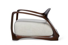 "Model 2" Contemporary Sculptural Lounge Chair, Acajou Wood Tone Finish