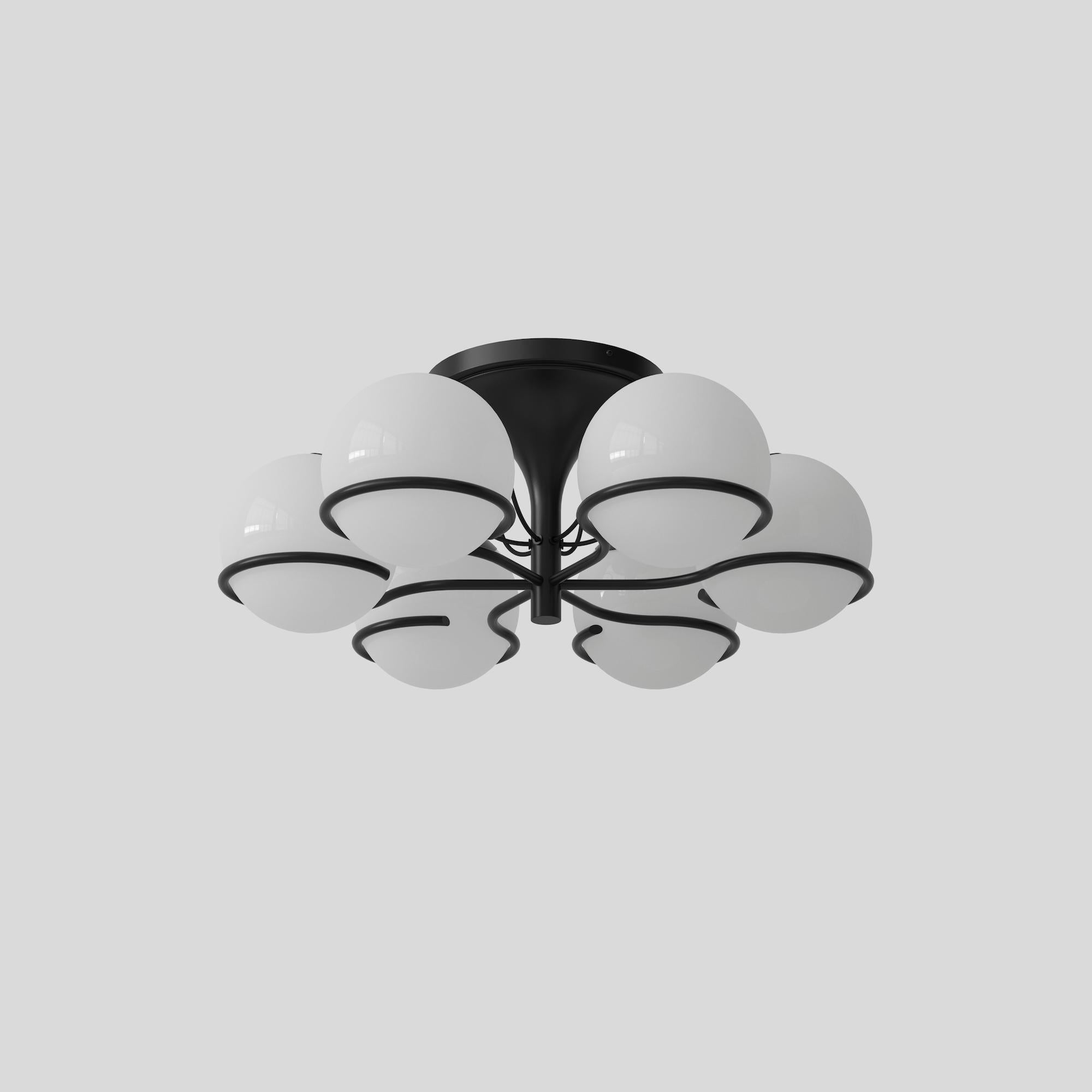 Model 2042/6 flush mount ceiling light. Originally designed in 1963 by Gino Sarfatti. Current production designed and manufactured in Italy by Astep. Brushed champagne finish. Also available in black painted steel finish. Wired for U.S. standards. A