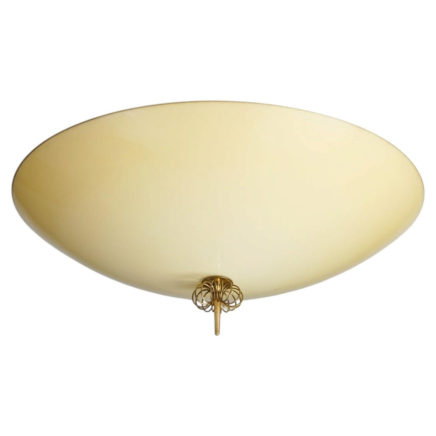 Model 2093 Flush Mount in Cream Glass, Paavo Tynell, Taito Oy, 1940/1950s