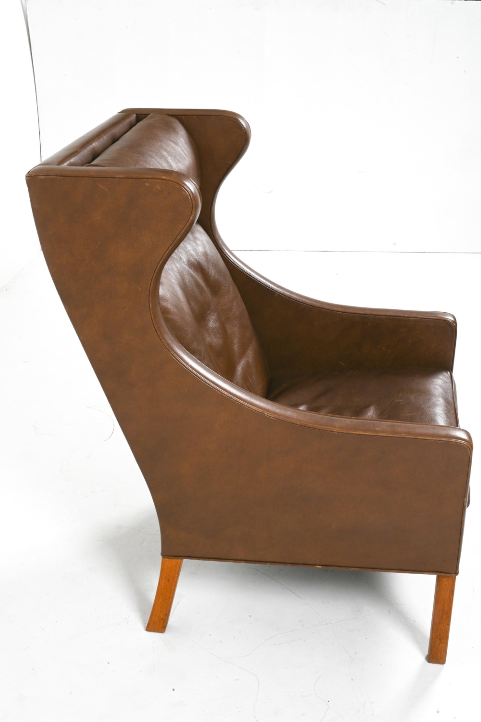 Danish Model 2204 Leather Wingback Armchair by Børge Mogensen for Fredericia, Denmark