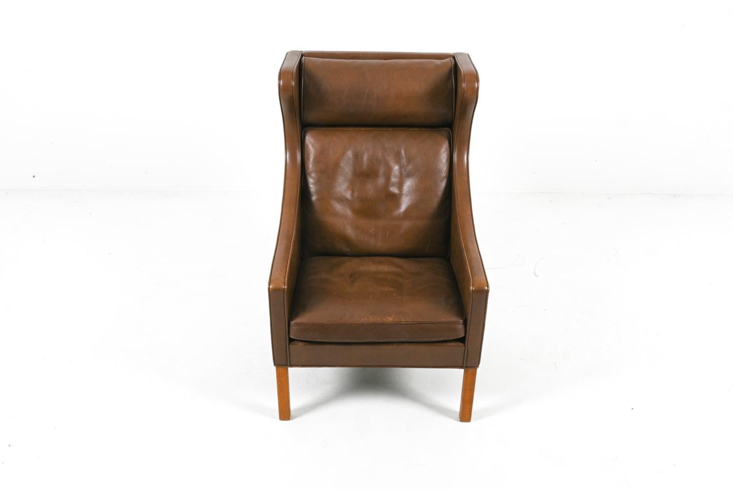 Model 2204 Leather Wingback Armchair by Børge Mogensen for Fredericia, Denmark 2