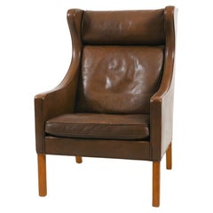 Vintage Model 2204 Leather Wingback Armchair by Børge Mogensen for Fredericia, Denmark