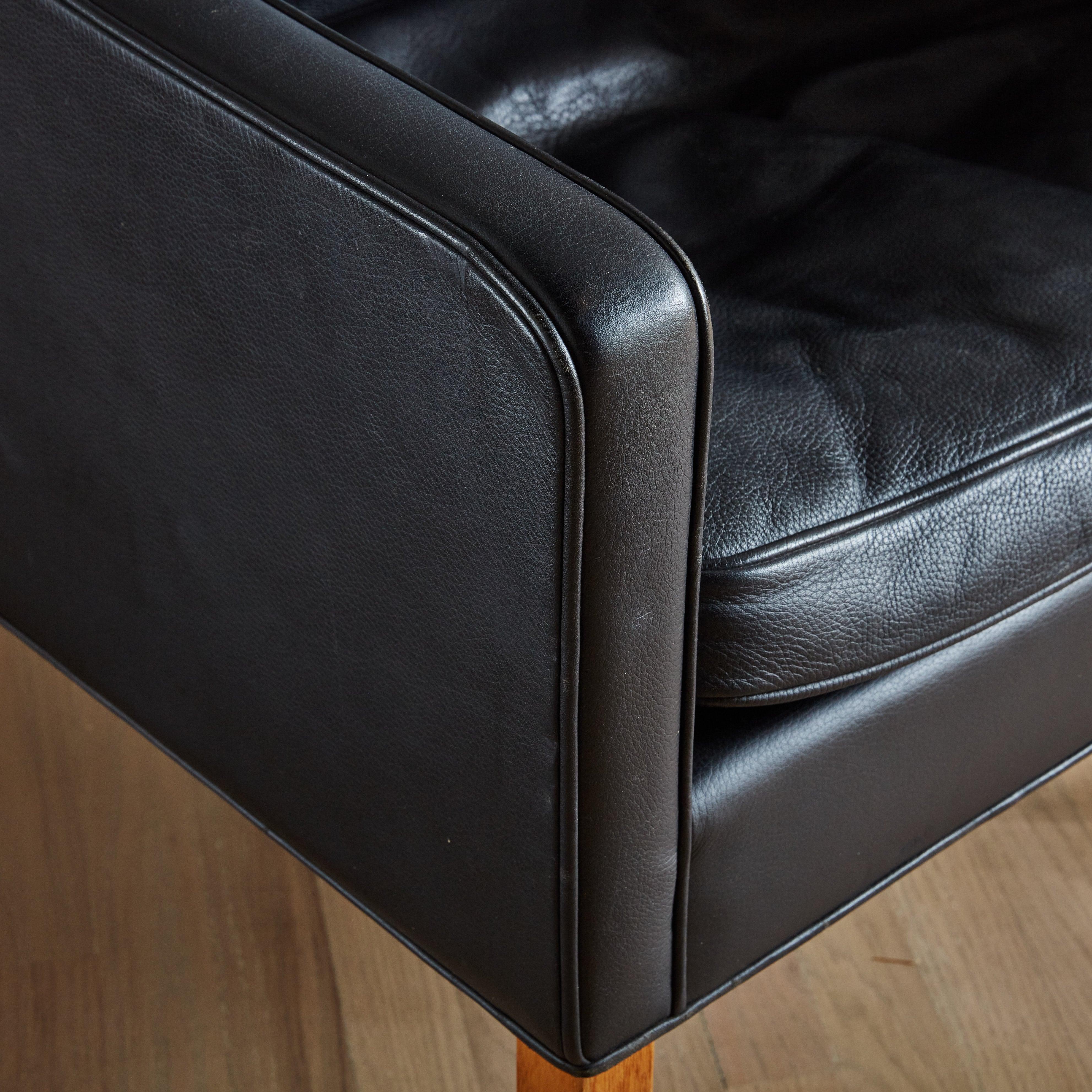 Chaise longue en cuir noir 'Model #2207' Attribuée à Børge Mogensen en vente 4