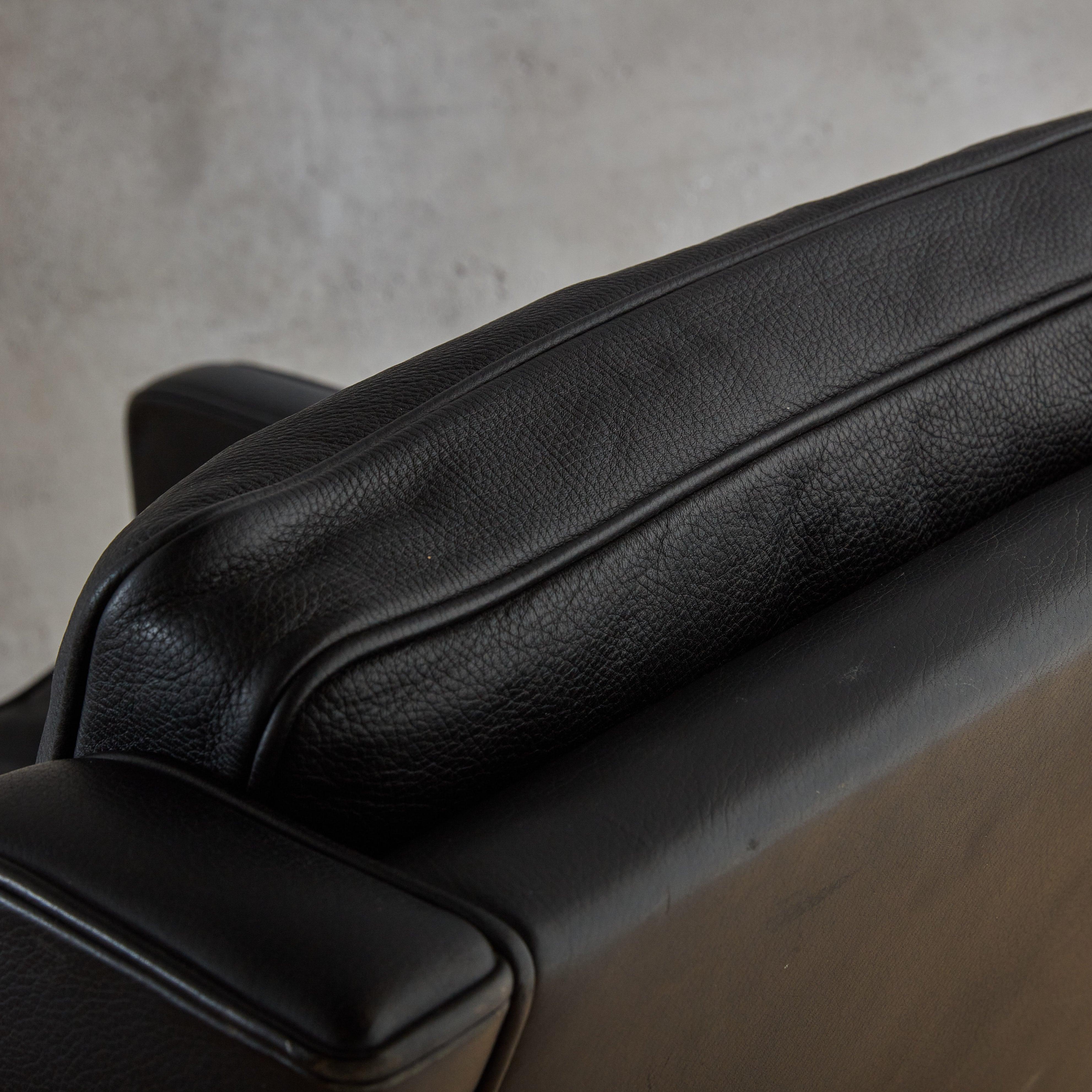 Chaise longue en cuir noir 'Model #2207' Attribuée à Børge Mogensen en vente 1