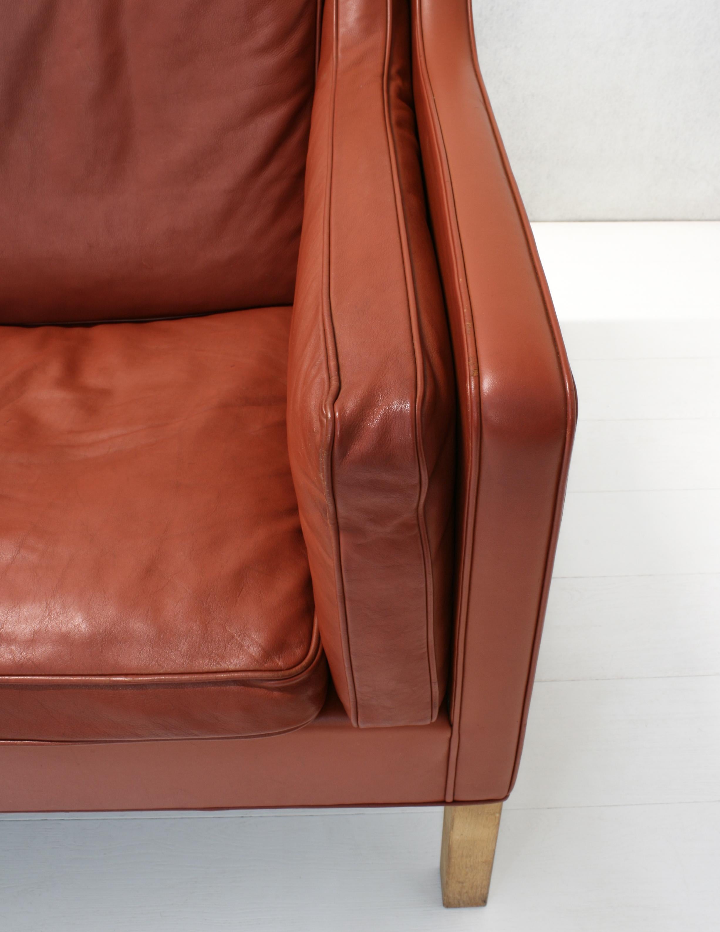 Model No. 2213 3-Sitzer Sofa in Leder von Børge Mogensen für Fredericia Stolefabrik im Angebot 4
