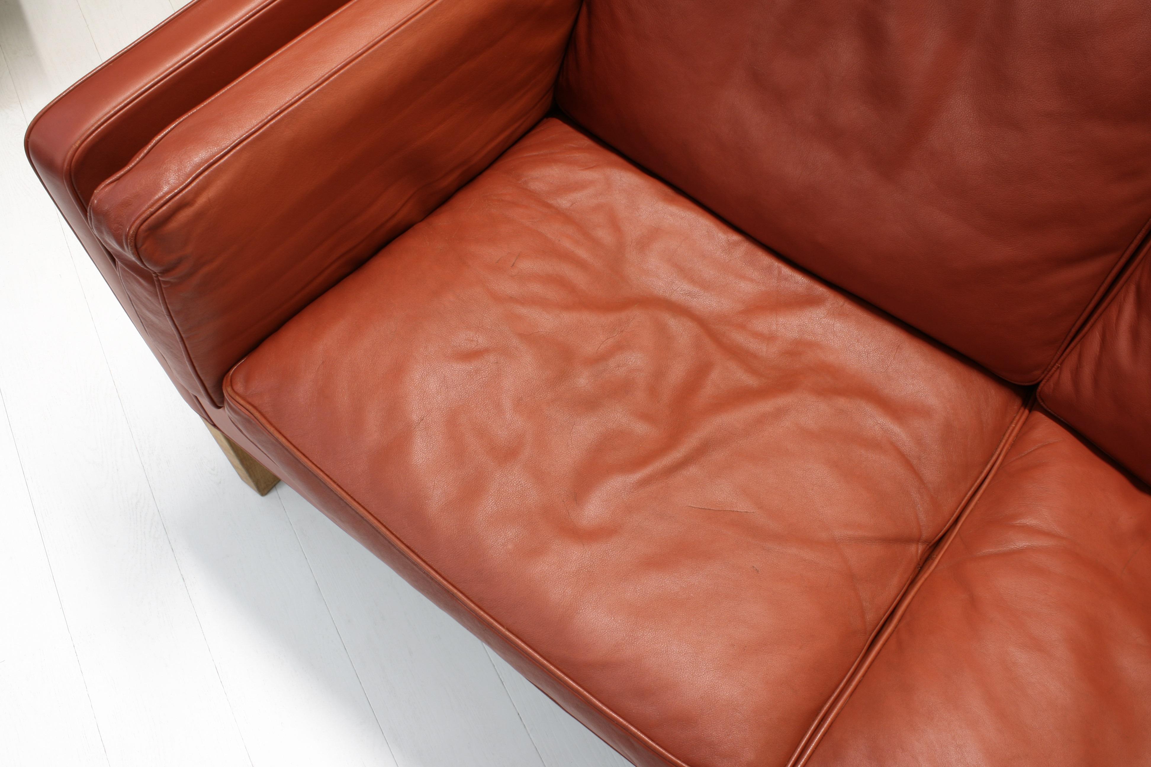 Model No. 2213 3-Sitzer Sofa in Leder von Børge Mogensen für Fredericia Stolefabrik im Angebot 3