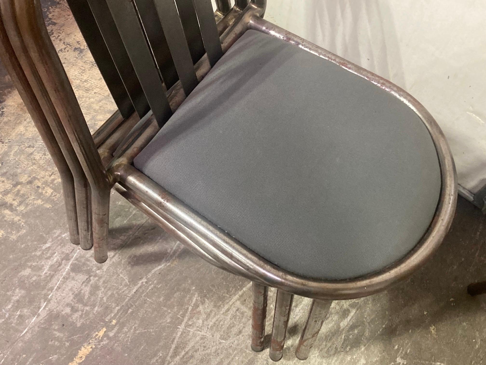 ART DECO 222 Metal Chairs / Robert Mallet Stevens (France) / Set of Four (4) (Französisch) im Angebot