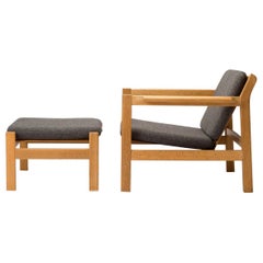 Vintage Model 227 Armchair & 228 Footstool by Børge Mogensen for Fredericia, Denmark