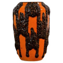 Model 238-18 West German Orange Lava Ceramic Vase