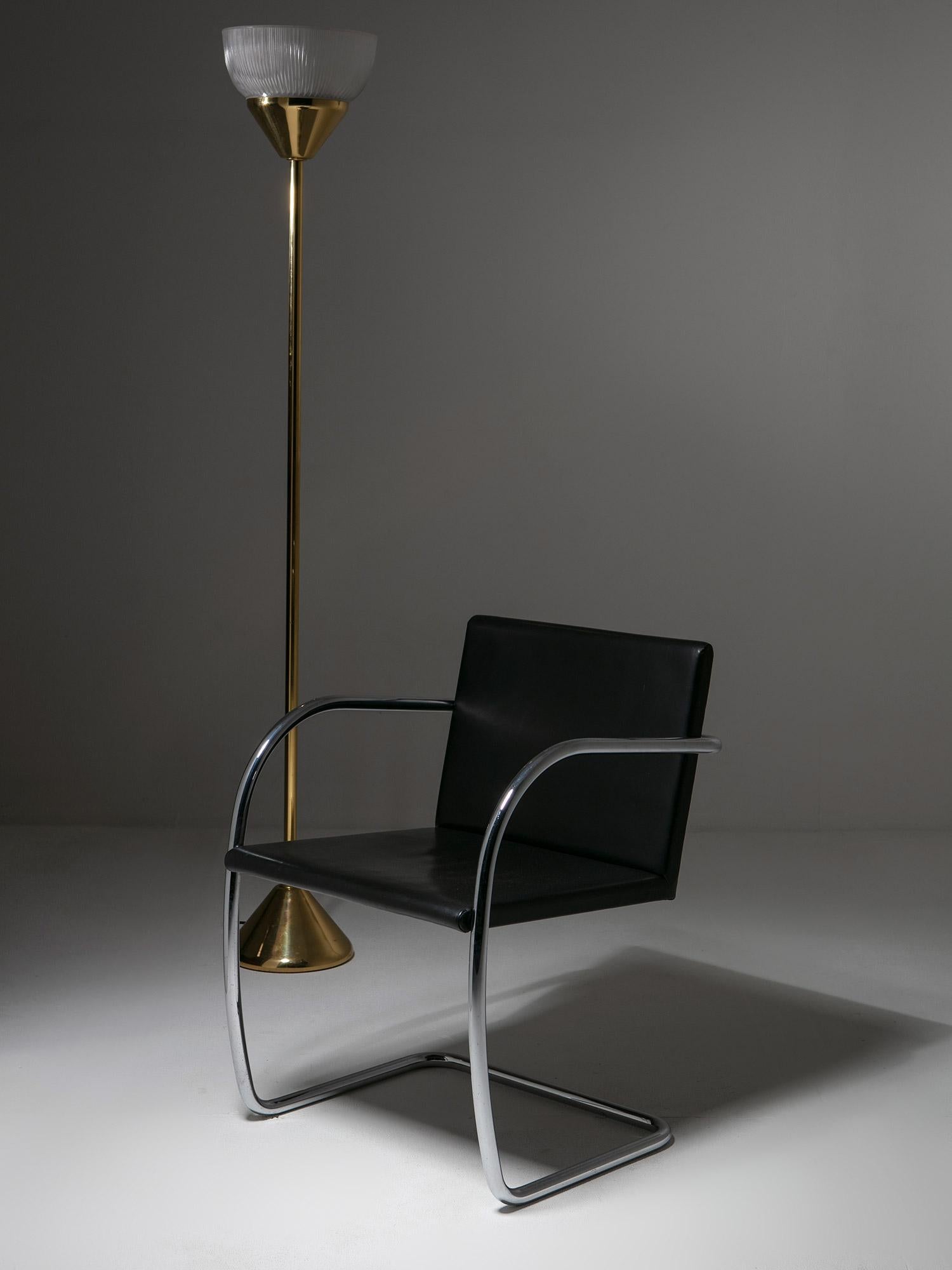 Mid-20th Century Model 245 Chrome and Leather Armchair by Mies van der Rohe for Knoll, 1960s For Sale