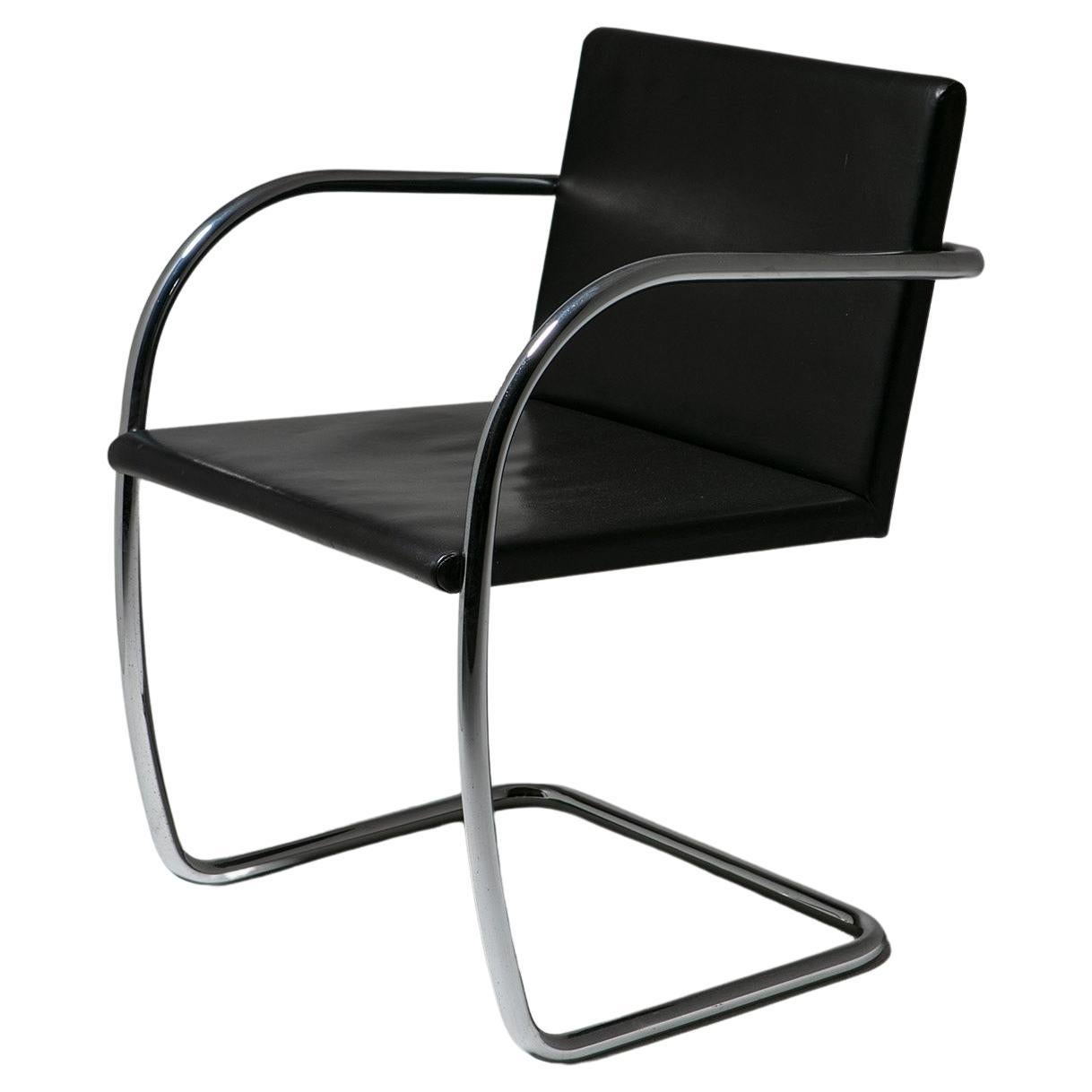 Model 245 Chrome and Leather Armchair by Mies van der Rohe for Knoll, 1960s For Sale