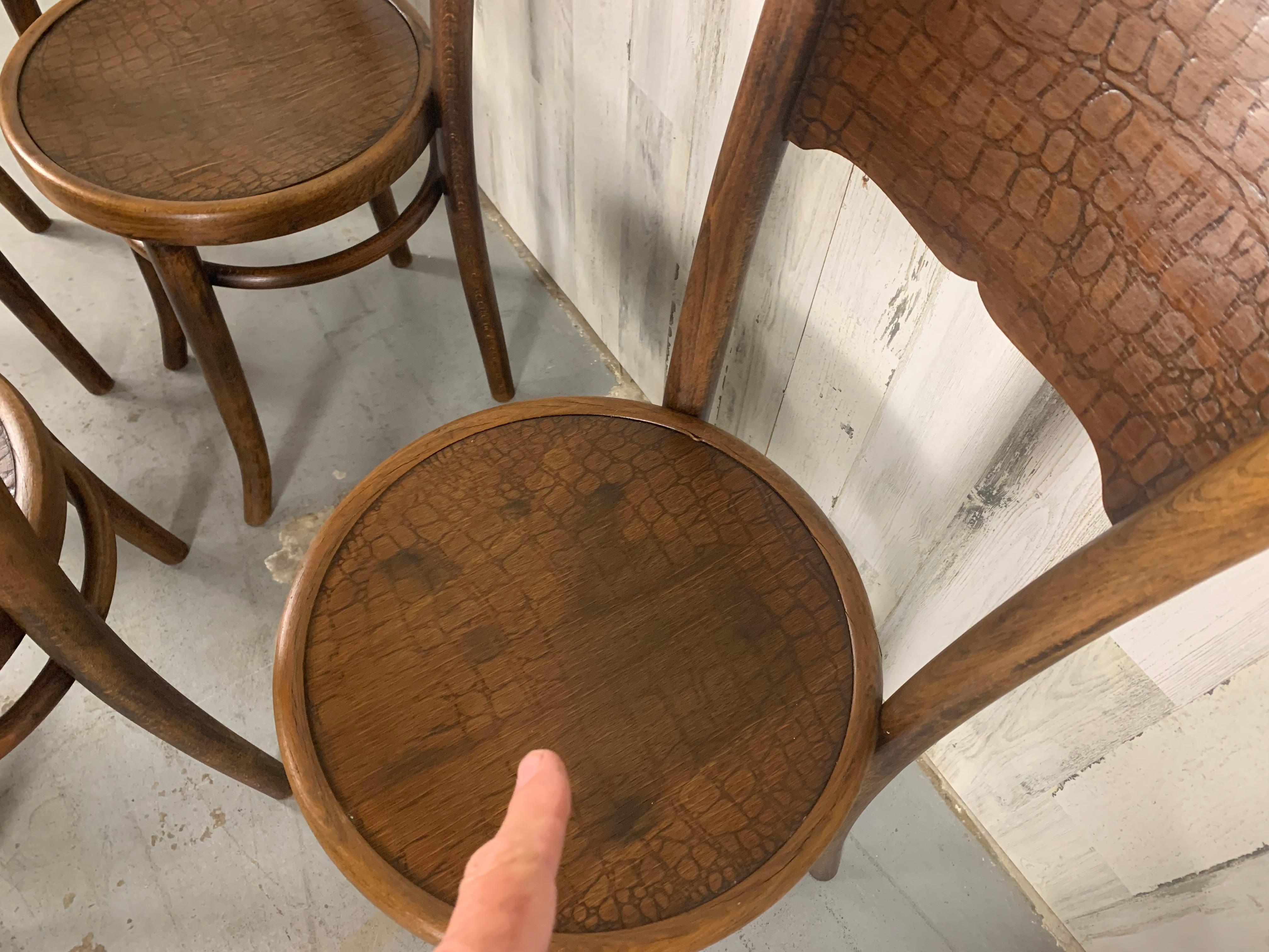 Modell 255 Thonet Bugholzstühle „Crocodile“ Muster-Set aus 6 Stühlen im Angebot 9