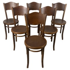 Antique Model 255 Thonet Bentwood Chairs "Crocodile" pattern set of 6