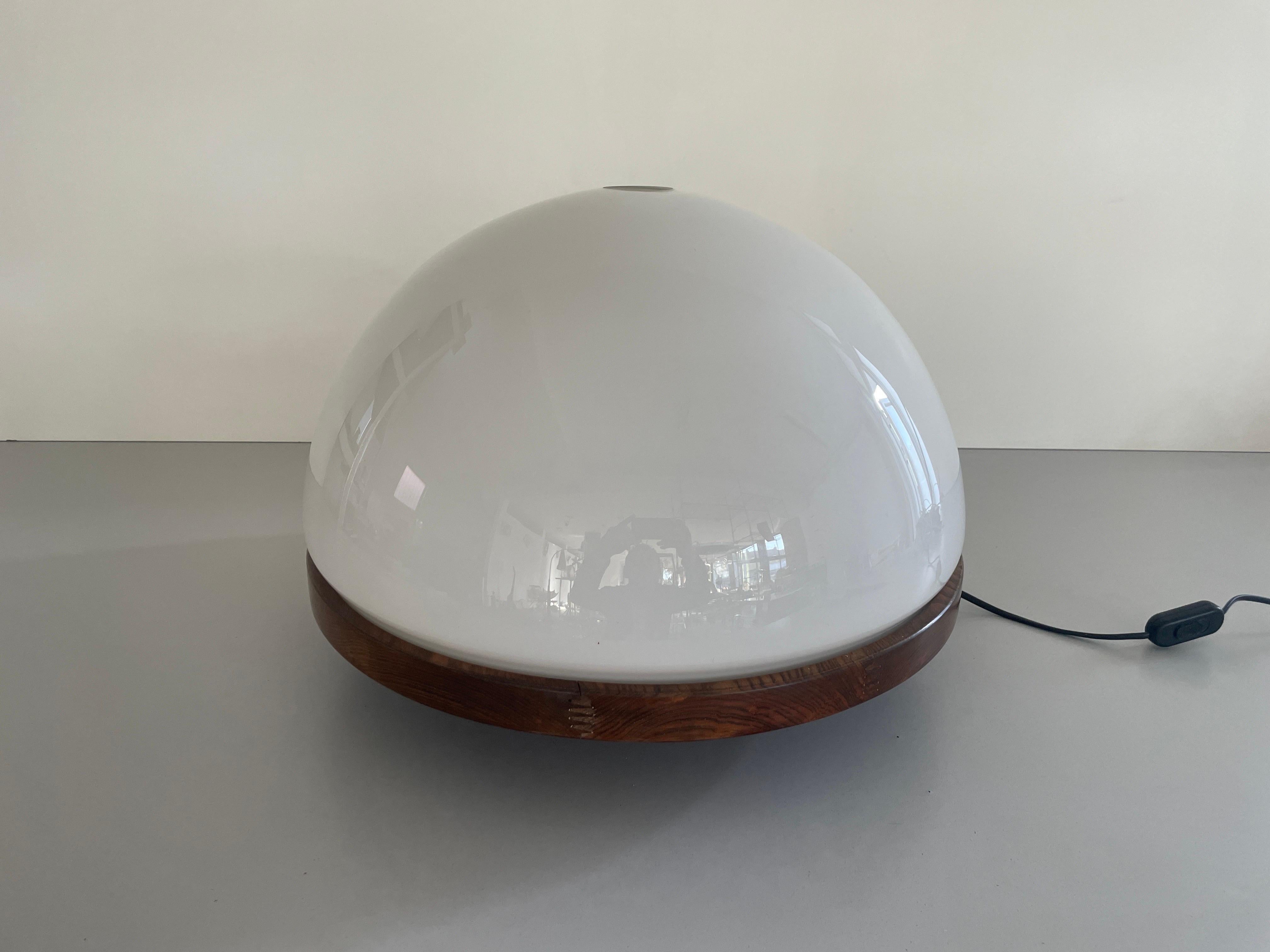 Mid-Century Modern Model 3/3 Table Lamp Glass and Wood by Luigi Massoni for Selenova, 1970s. Italy For Sale