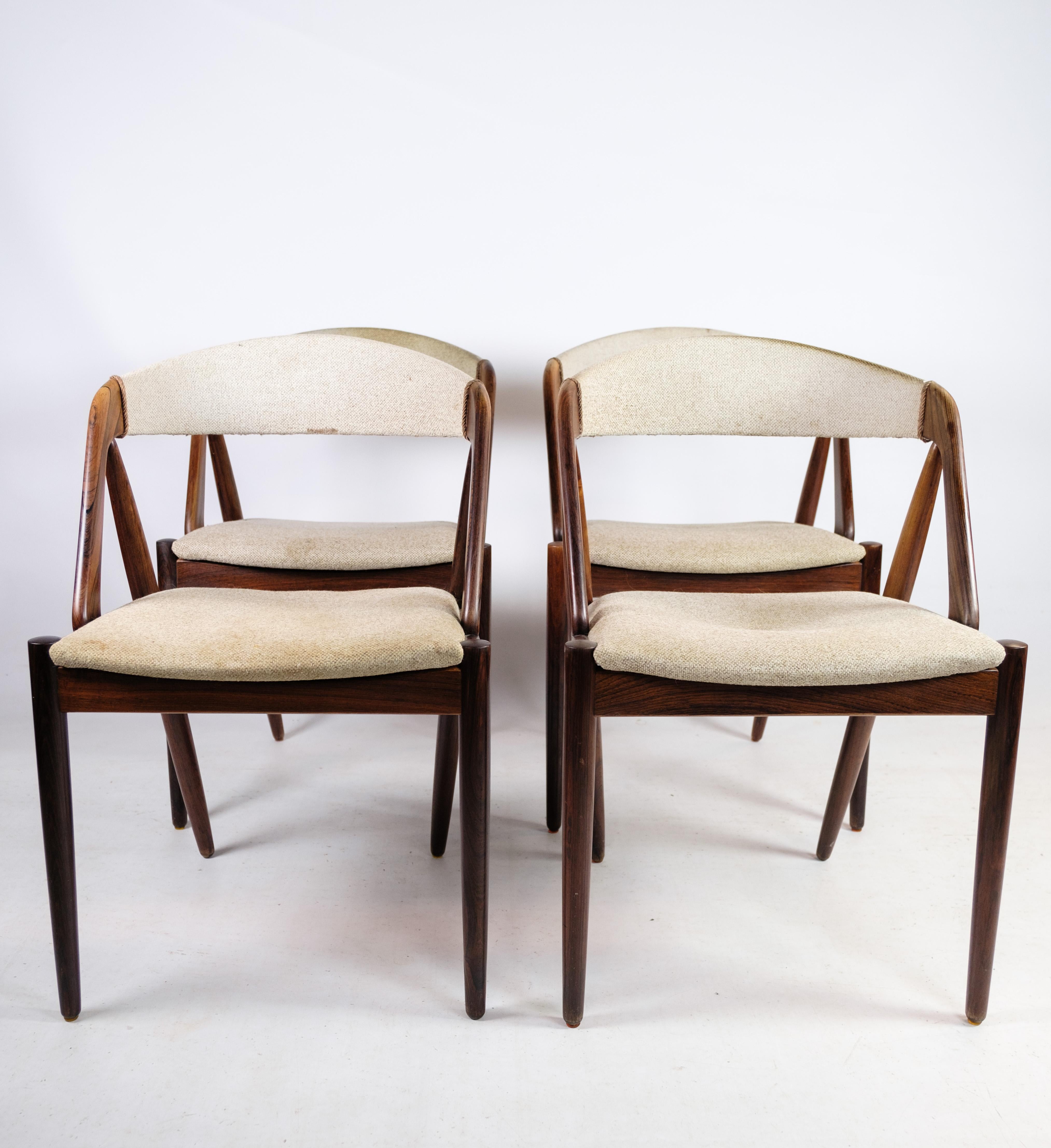 Mid-Century Modern Dining Room Chairs Model 31 Made In Rosewood By Kai Kristiansen From 1960s For Sale