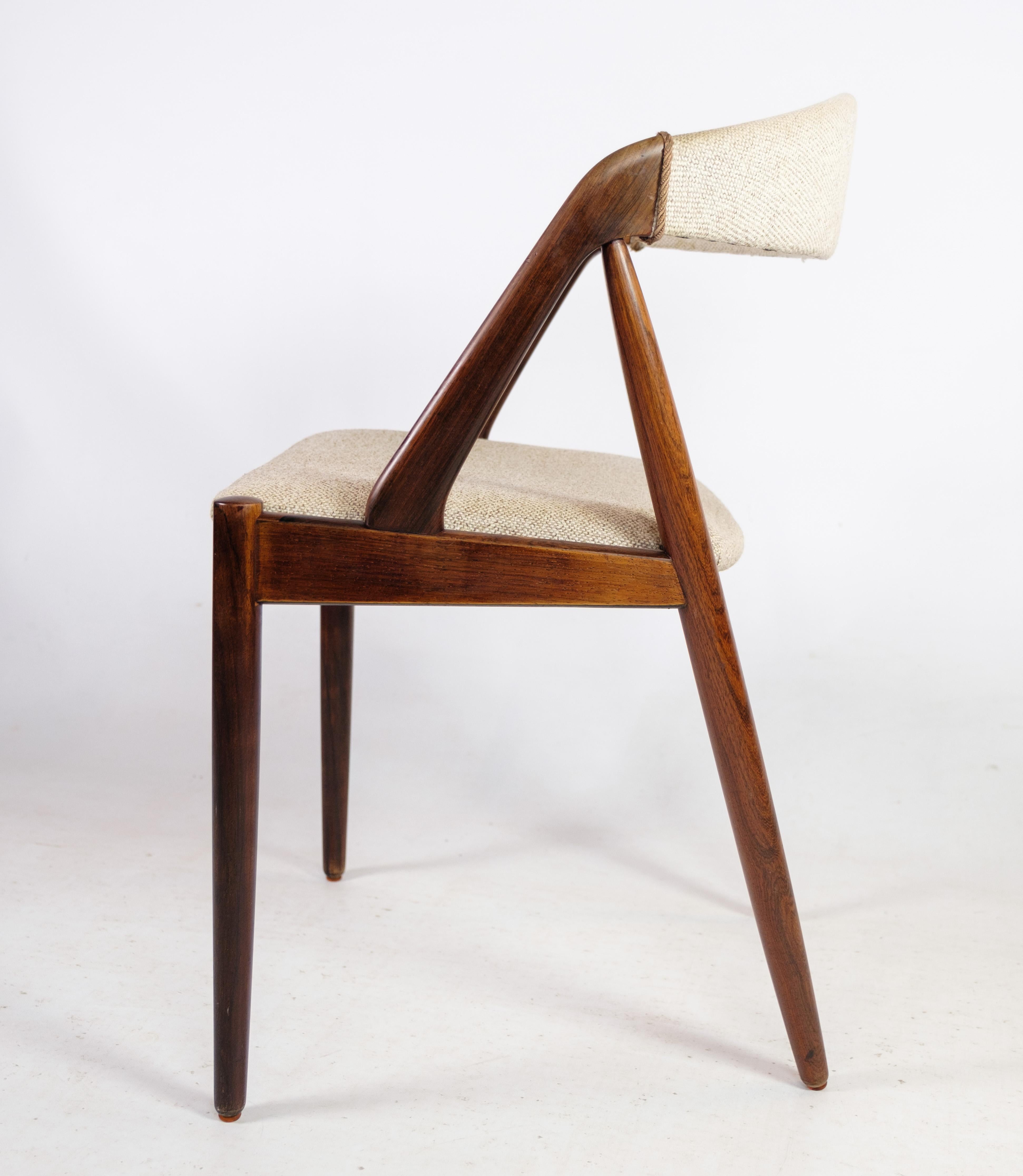 Fabric Dining Room Chairs Model 31 Made In Rosewood By Kai Kristiansen From 1960s For Sale