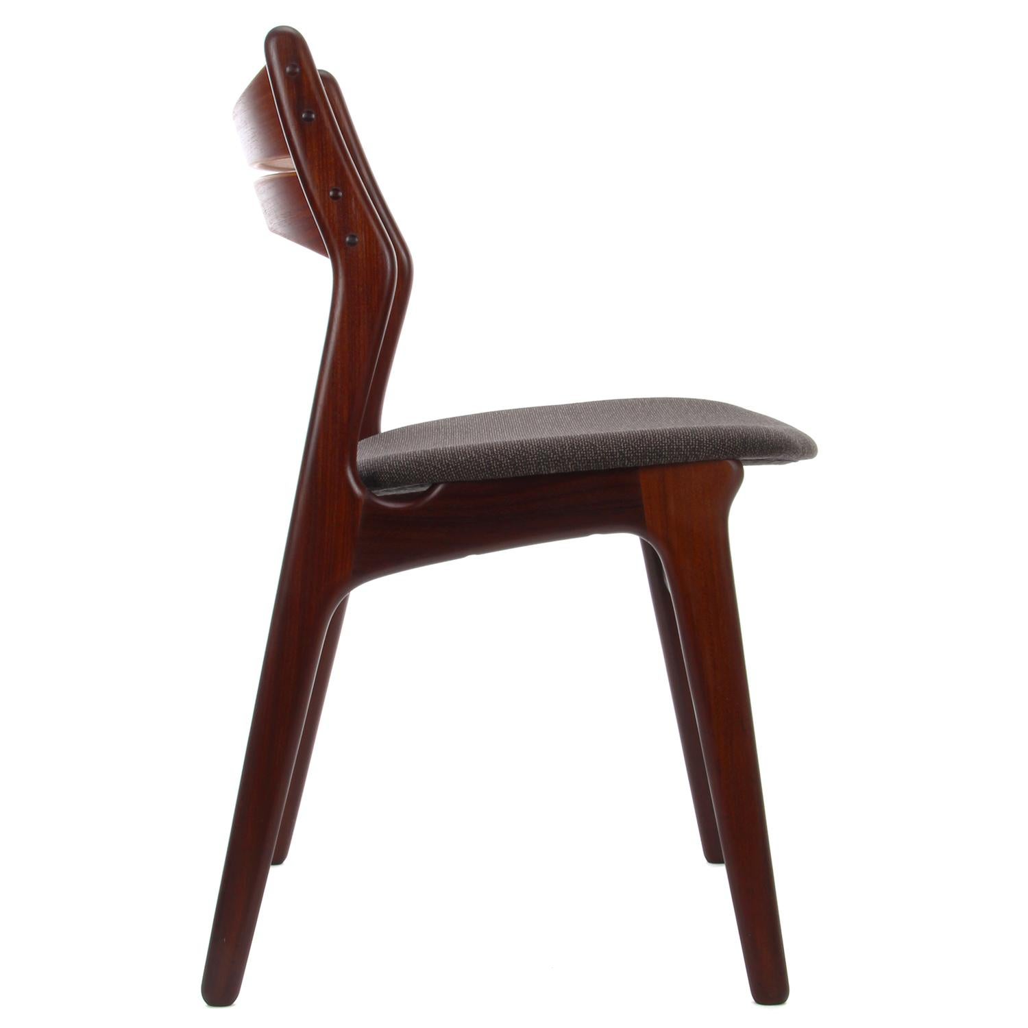 Scandinavian Modern Model 310 by Erik Buch Teak Dining Chair circa 1960, New Wool Seat