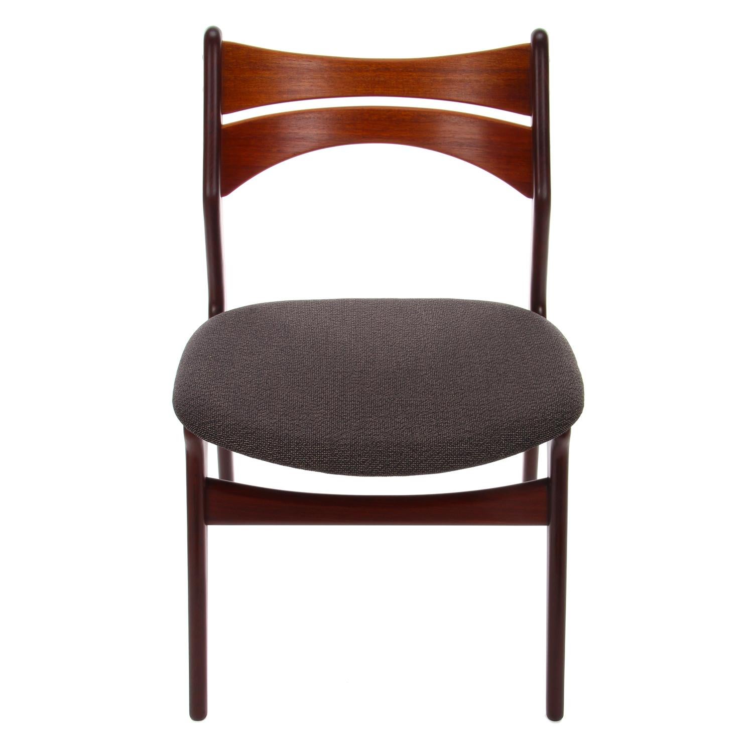 Danish Model 310 by Erik Buch Teak Dining Chair circa 1960, New Wool Seat