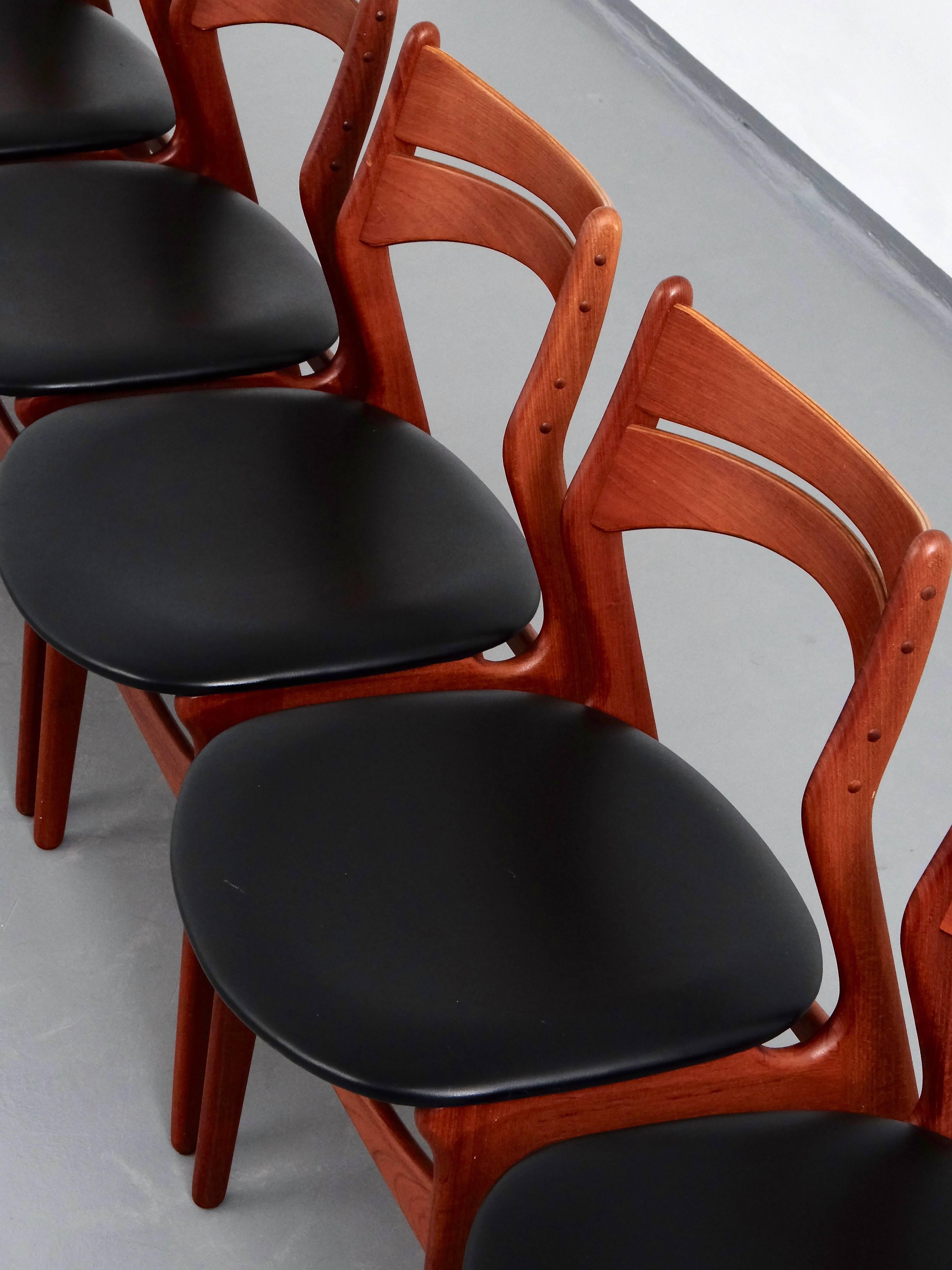 Model 310 Teak Dining Chairs by Erik Buck for Chr. Christiansen, Set of Four 4