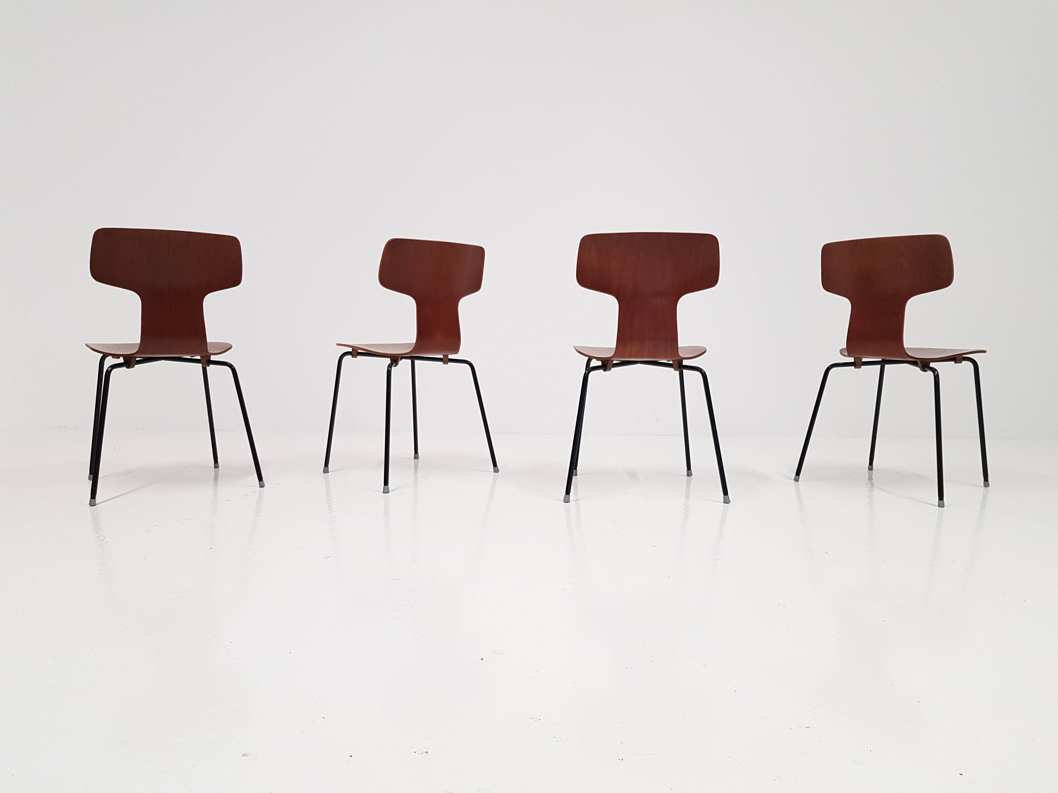 Model 3103 Teak Hammer Chairs by Arne Jacobsen for Fritz Hansen, 1960s 3