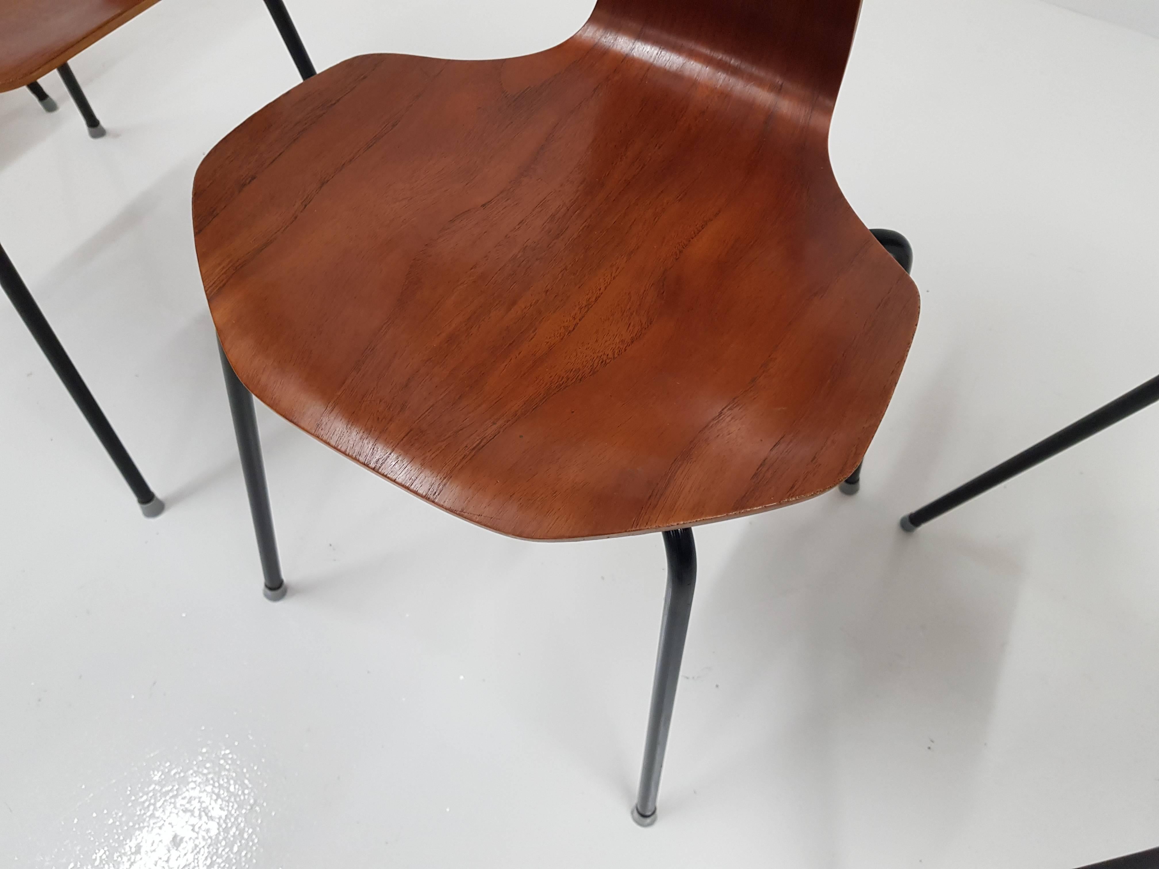 Model 3103 Teak Hammer Chairs by Arne Jacobsen for Fritz Hansen, 1960s 1