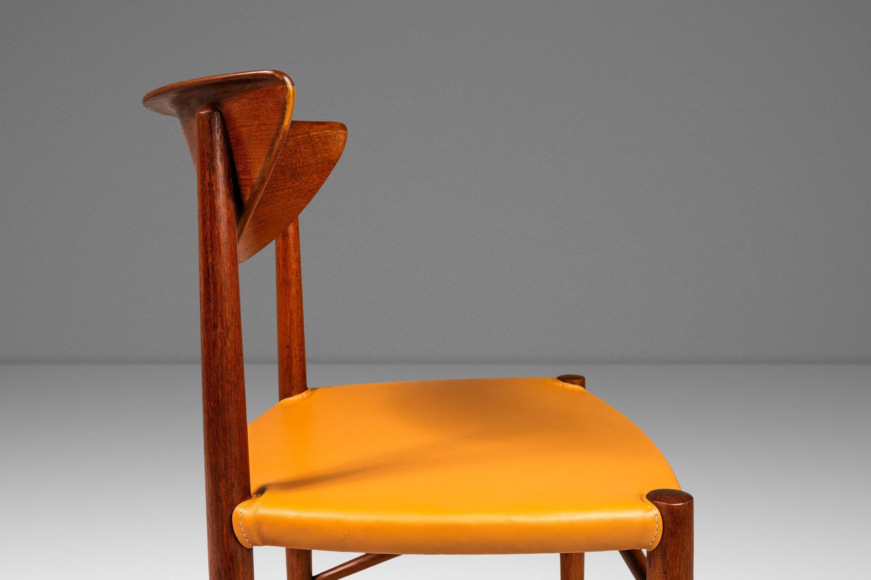 Chaise de bureau modèle 317, teck et cuir pour Søborg Møbelfabrik, Danemark, C.I.C. en vente 6