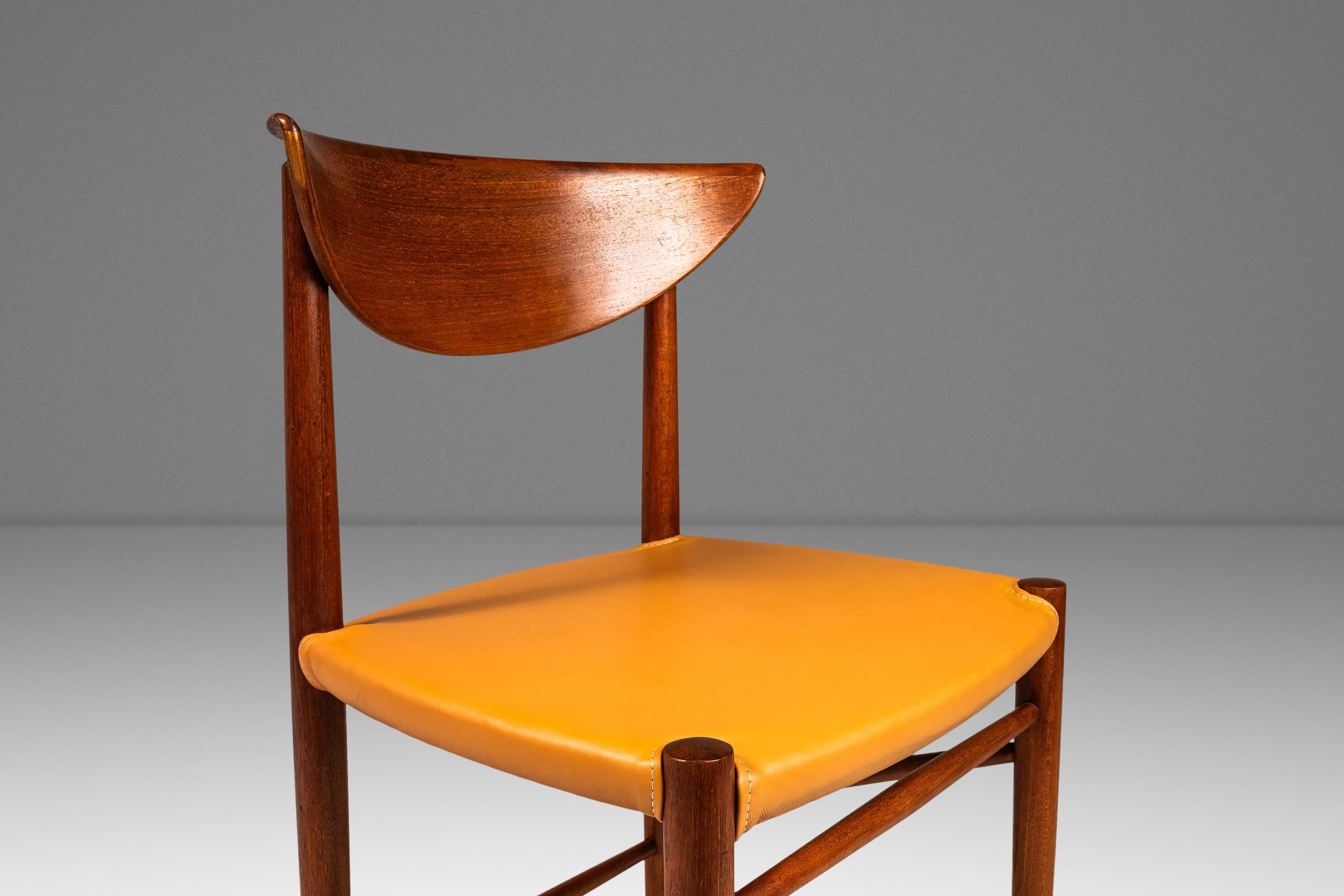 Chaise de bureau modèle 317, teck et cuir pour Søborg Møbelfabrik, Danemark, C.I.C. en vente 7