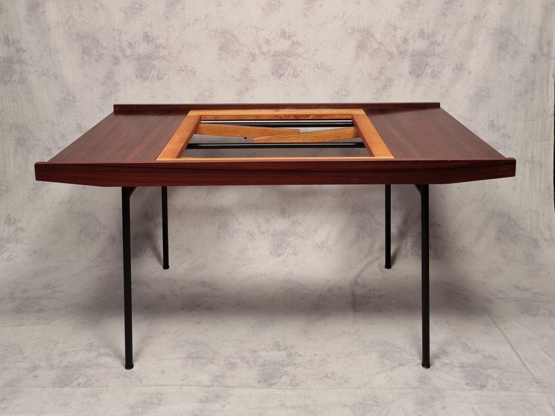 Metal Model 324 Table by Alain Richard, Meubles TV Edition, Rosewood, Ca 1953