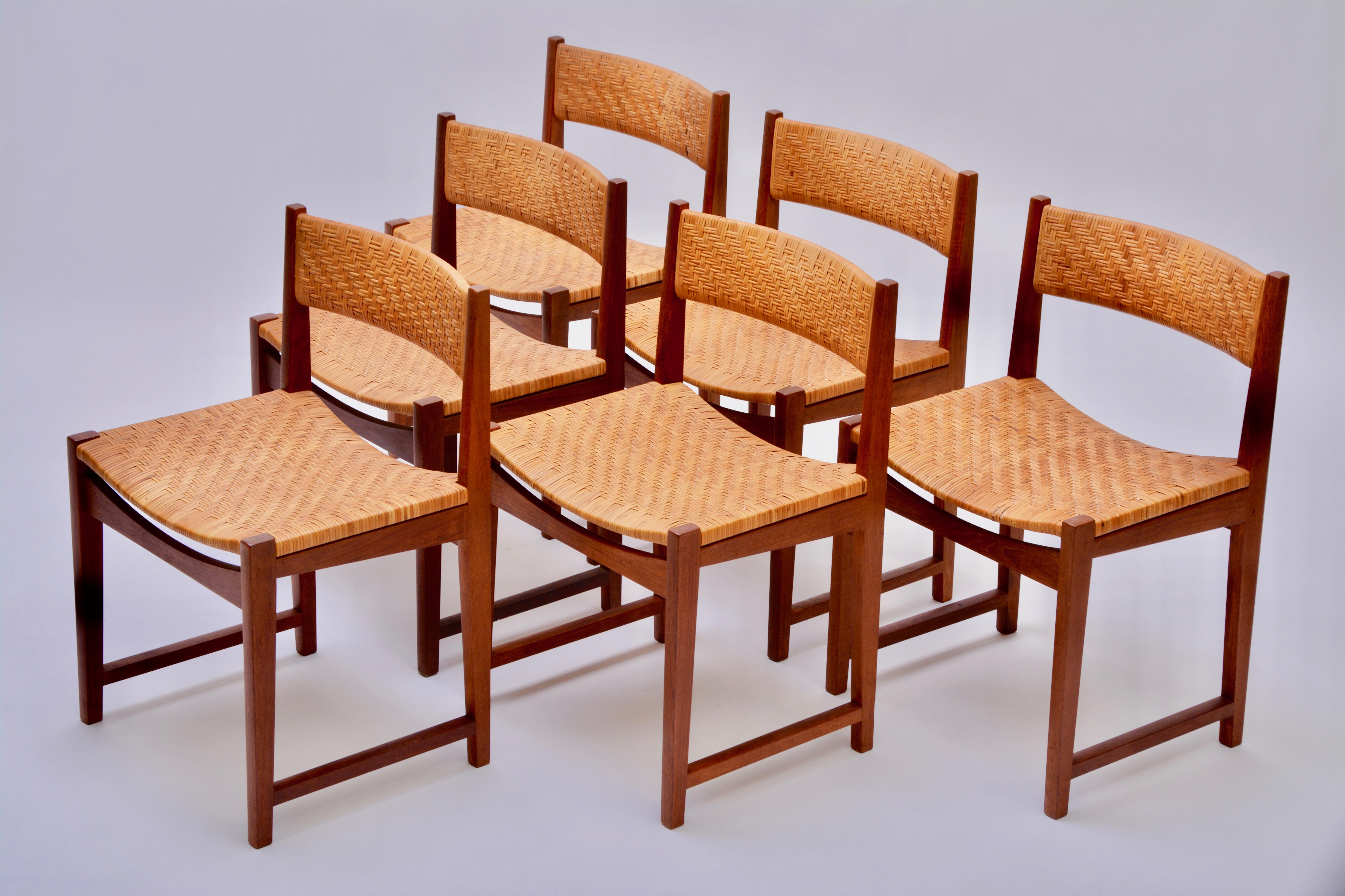 Woven Danish Mid-Century Modern chairs by Hvidt & Mølgaard Nielsen in Teak and Cane