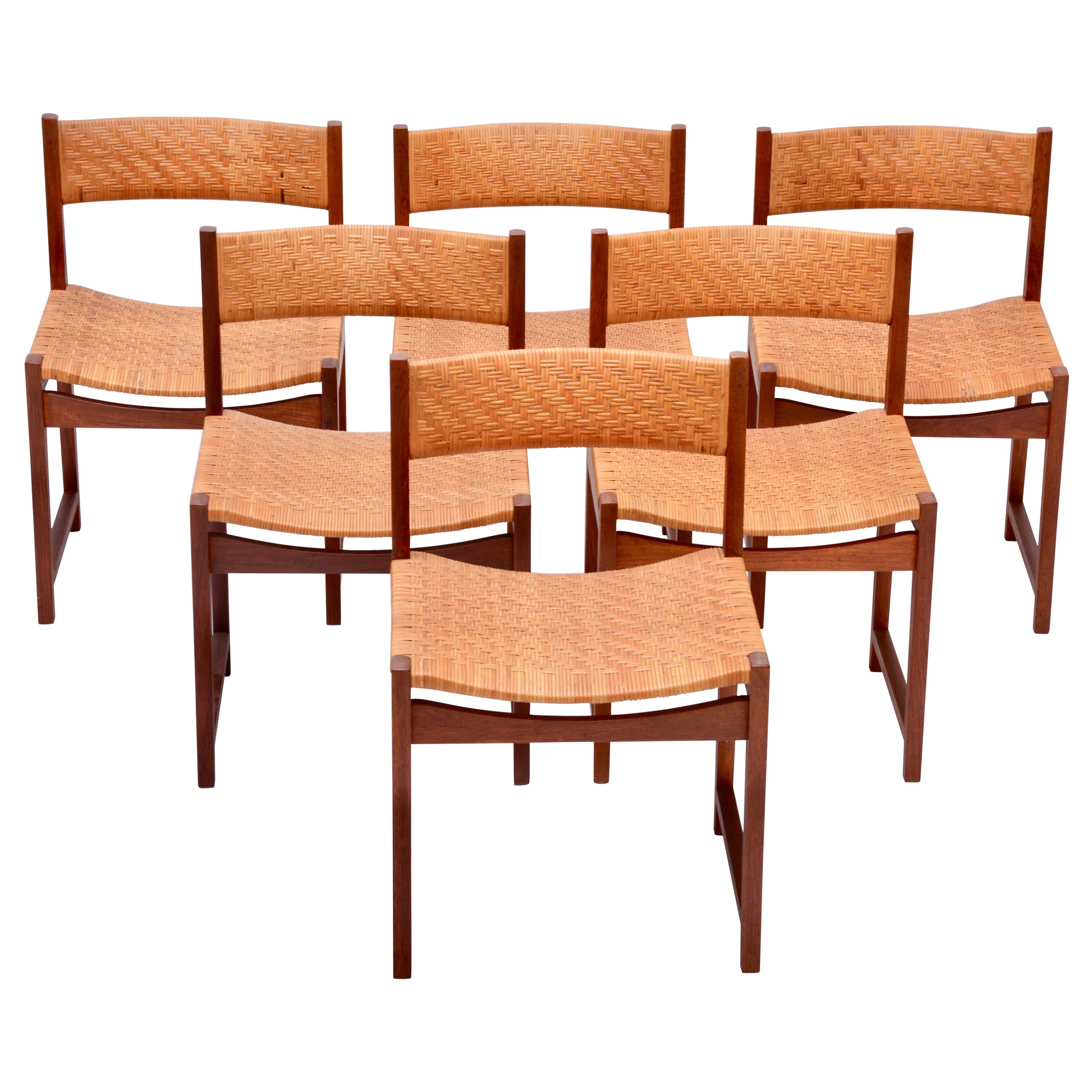 Danish Mid-Century Modern chairs by Hvidt & Mølgaard Nielsen in Teak and Cane
