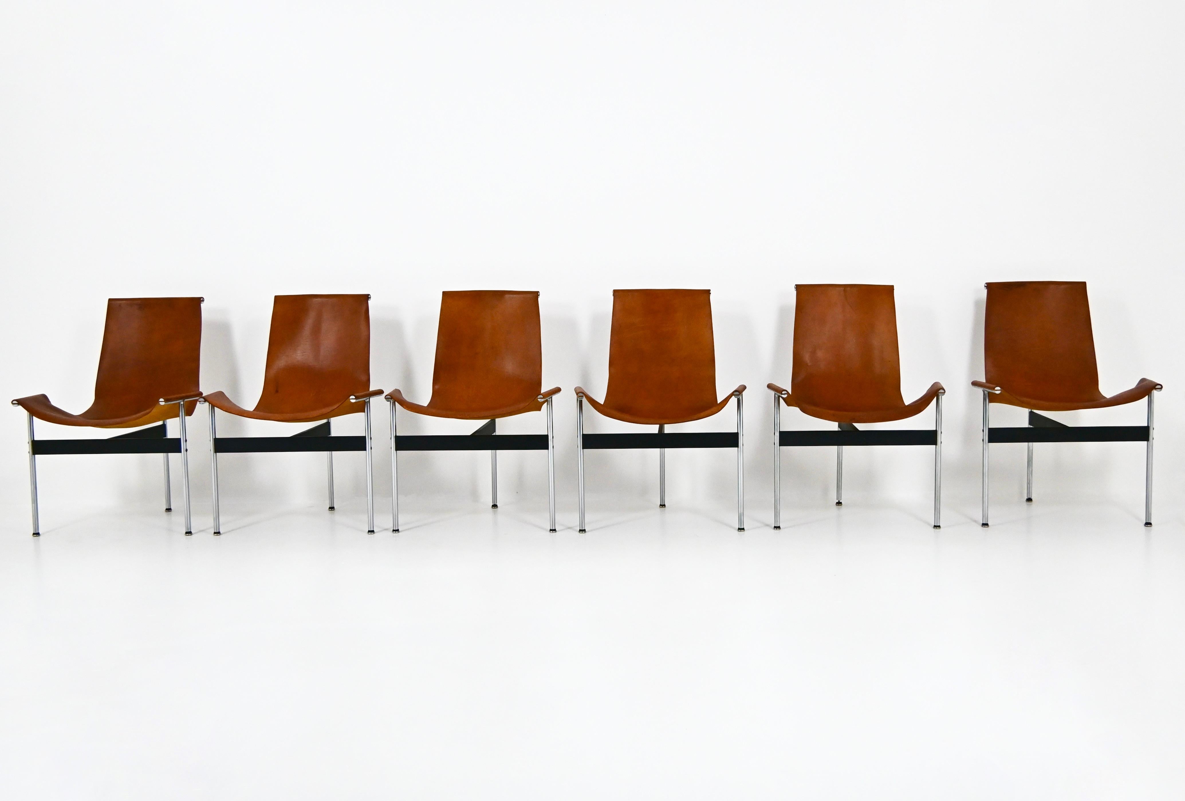 Centraméricain Model 3LC T Chair by William Katavolos for Laverne International, 1952, set of 6 en vente