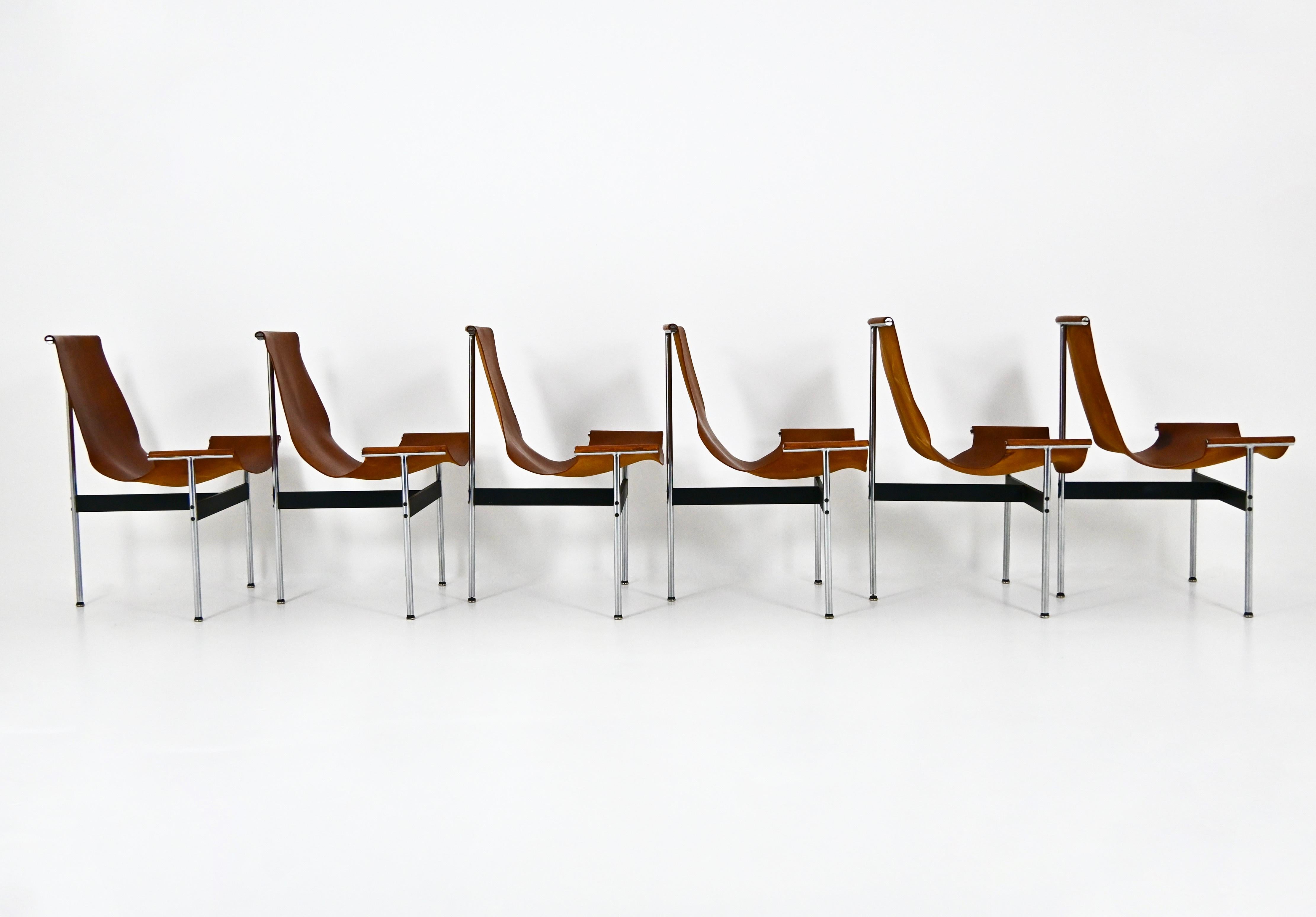Model 3LC T Chair by William Katavolos for Laverne International, 1952, set of 6 Bon état - En vente à bruxelles, BE